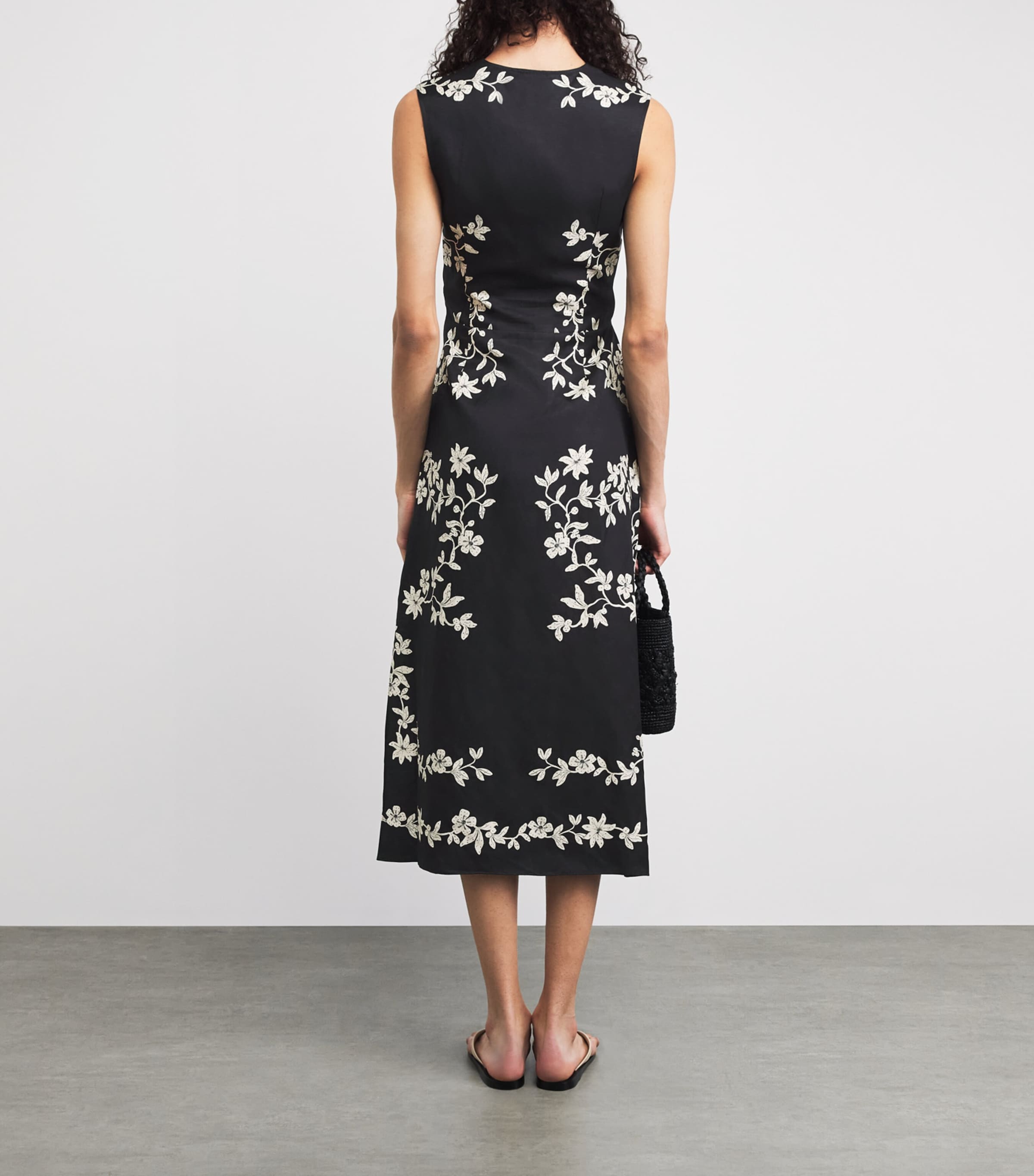 Claudie Pierlot Womens Floral Cut-Out Midi Dress Dark Print Image 4