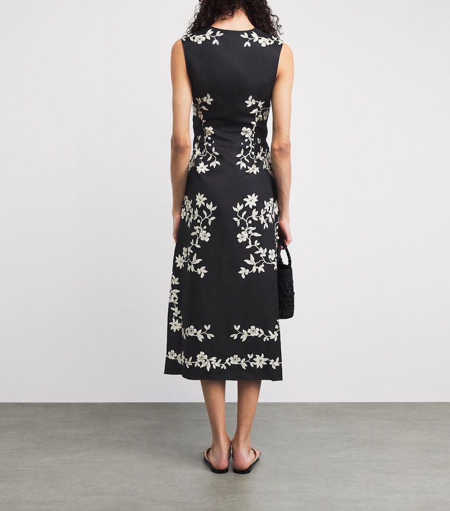 Claudie Pierlot Womens Floral Cut-Out Midi Dress Dark Print Image 4