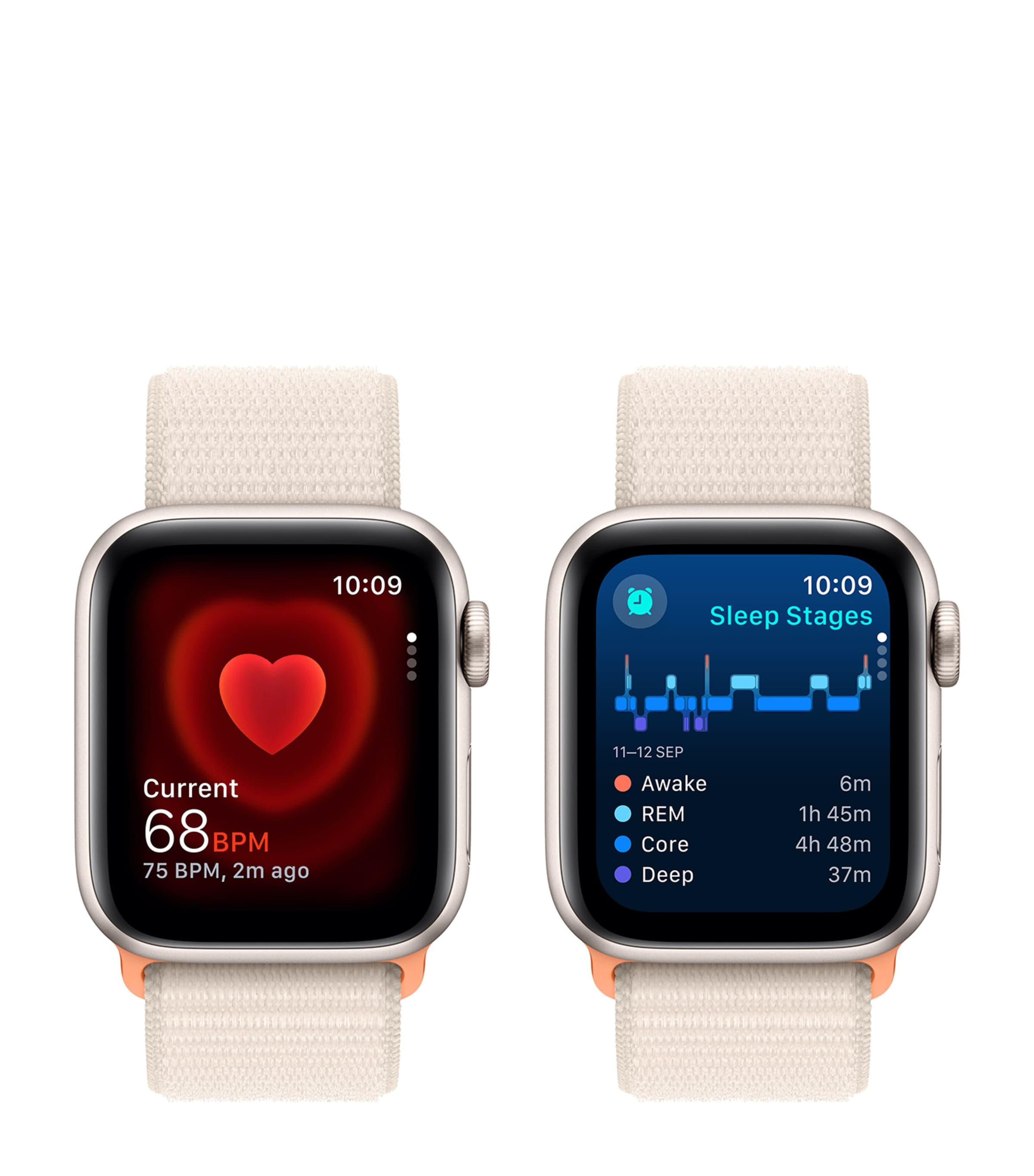 Apple Apple Watch SE 2023 – Starlight with Starlight Sport Loop, 40mm Starlight Image 2