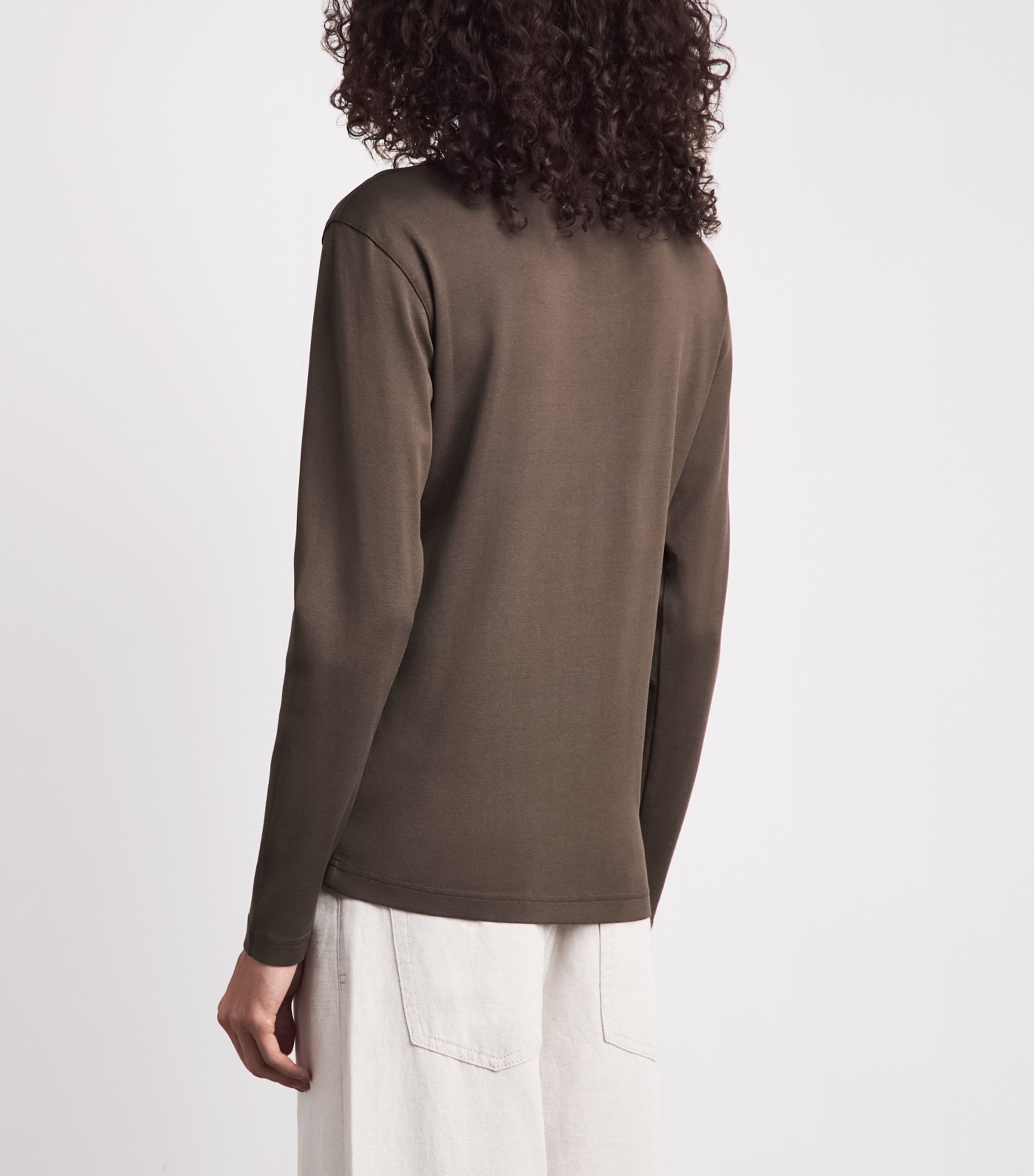 Lemaire Womens Cotton Ribbed Long-Sleeve T-Shirt Carob Image 5