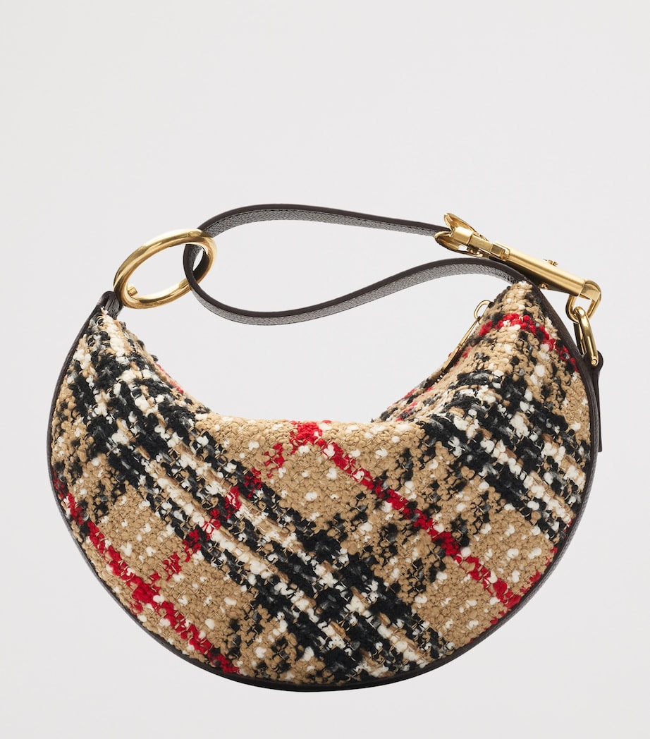 Leather and Bouclé Knight Arc Shoulder Bag SAND Image 5