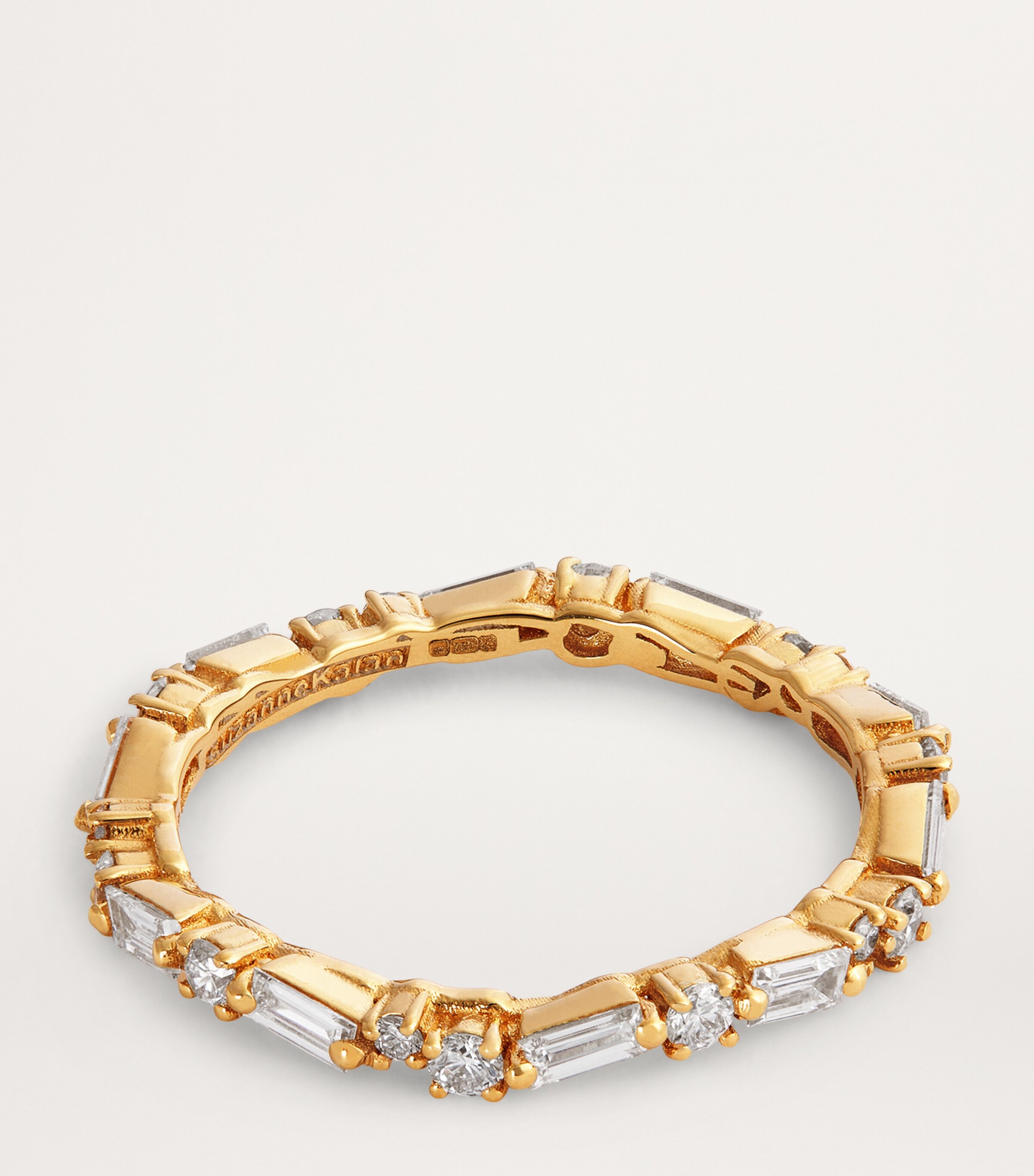 Yellow Gold and Diamond Thin Mix Eternity Ring 18K YG/WD Image 4