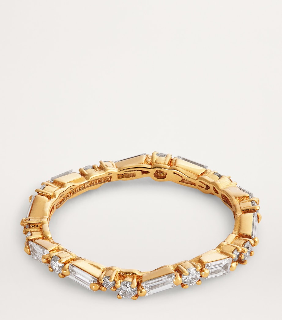 Yellow Gold and Diamond Thin Mix Eternity Ring 18K YG/WD Image 4