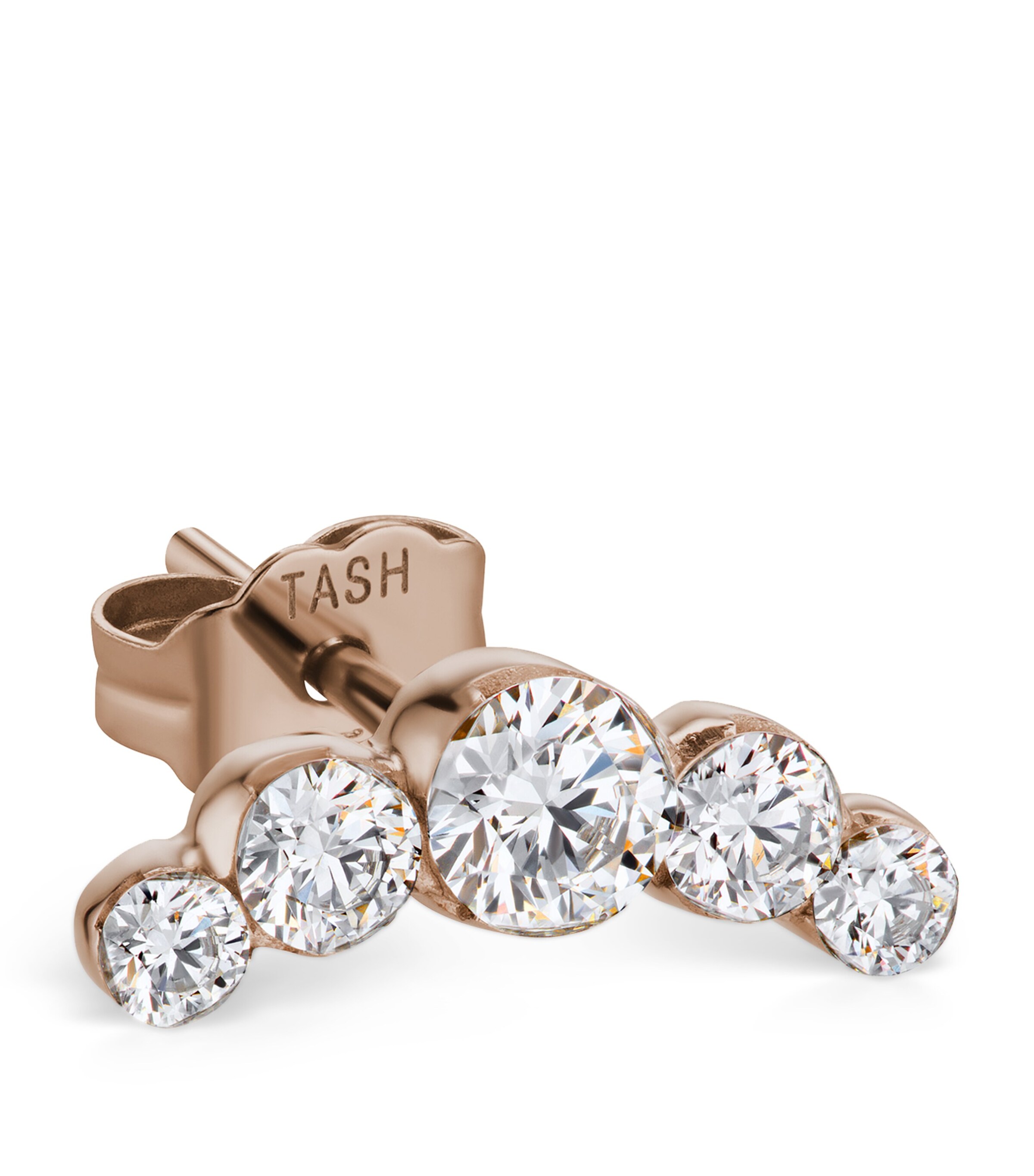 Invisible Set Five Diamond Curve Threaded Stud Earring ROSE GOLD Image 1