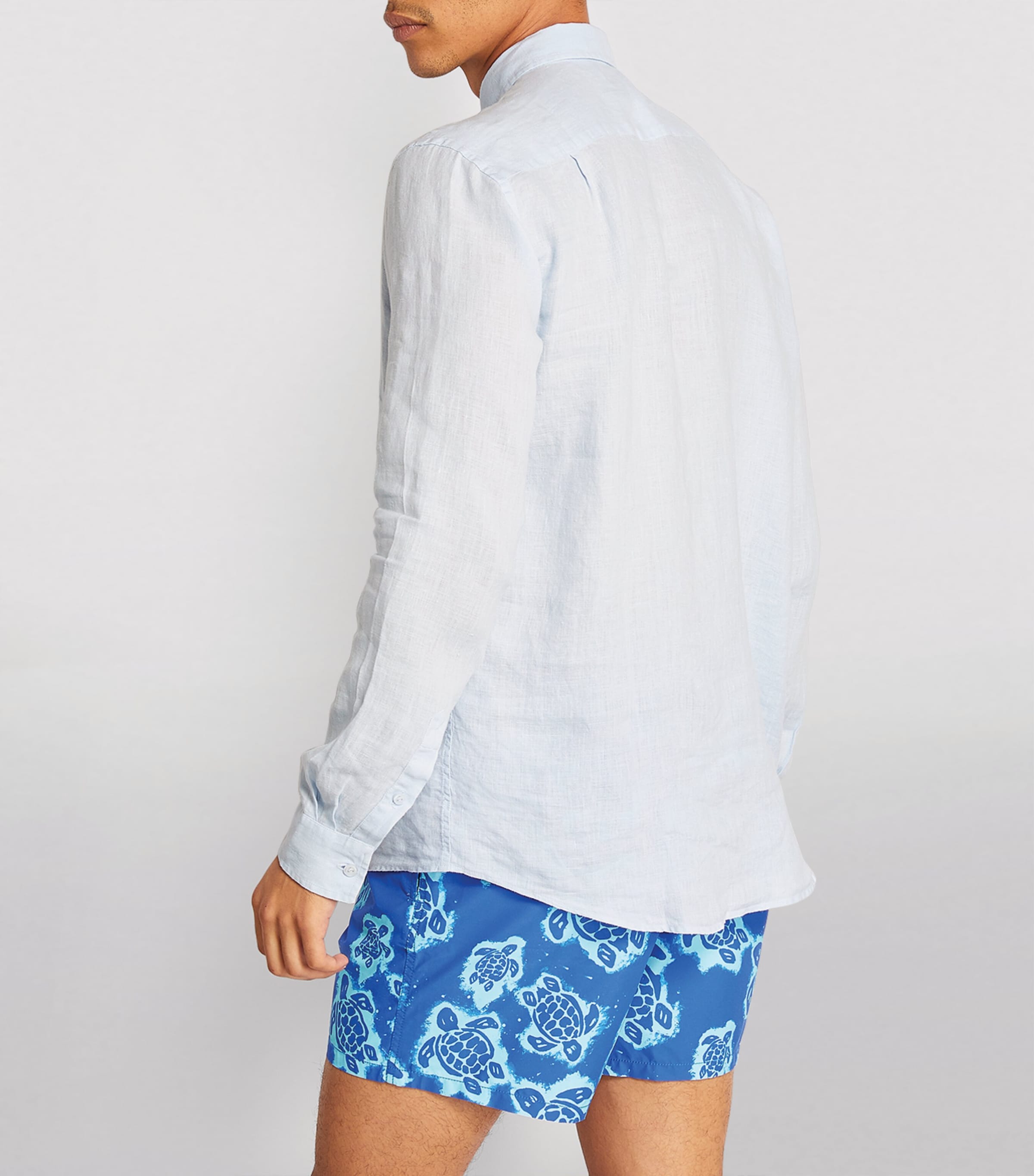 Linen Embroidered Caroubis Shirt 330 SKY BLUE Image 7