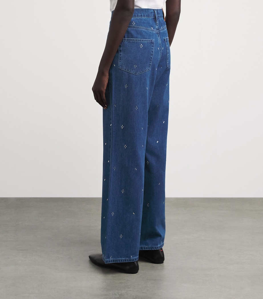 Maje Womens Embellished Wide-Leg Jeans Blue Image 5