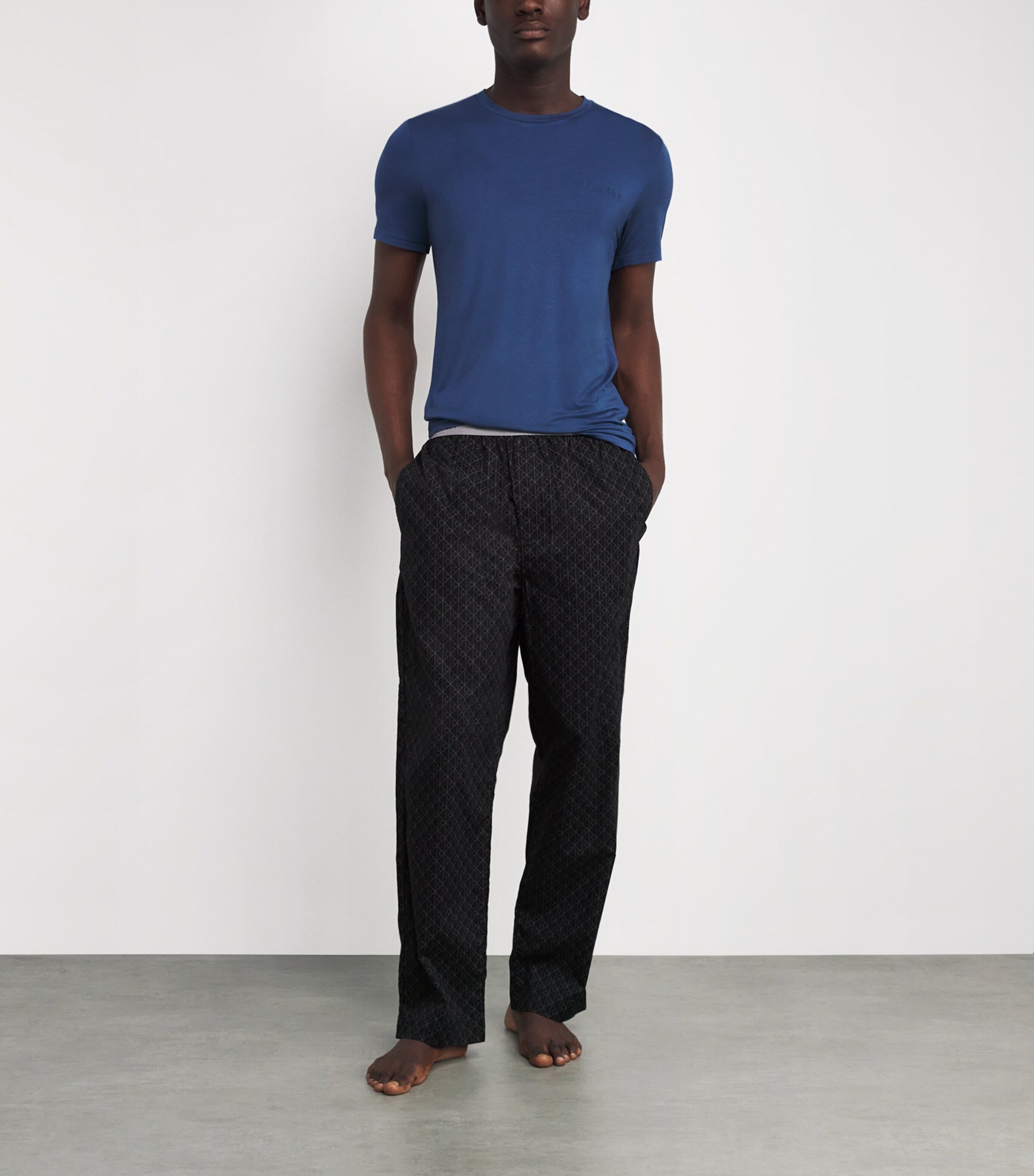 Calvin Klein Mens Cotton Pyjama Bottoms Emblemblack Image 2