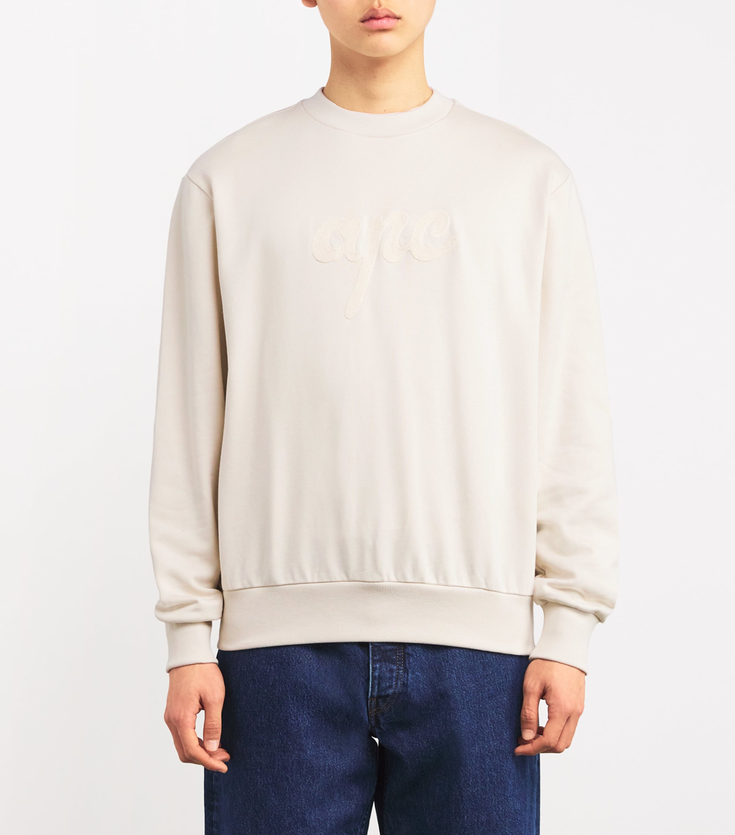 A.P.C. Mens Cotton Logo Sweatshirt Aae Mastic Image 3