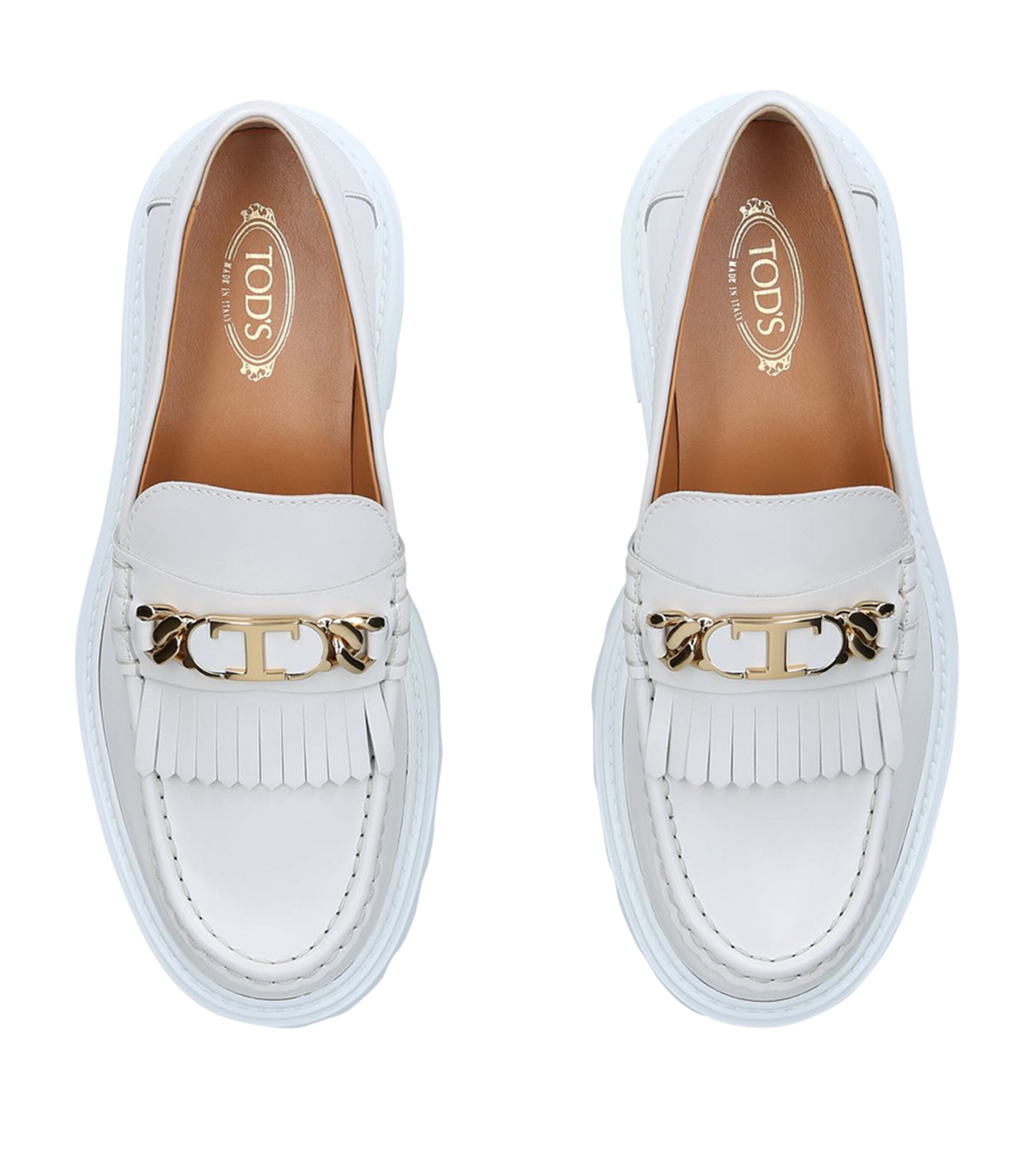 Leather Gomma Frangia Loafers WHITE Image 4