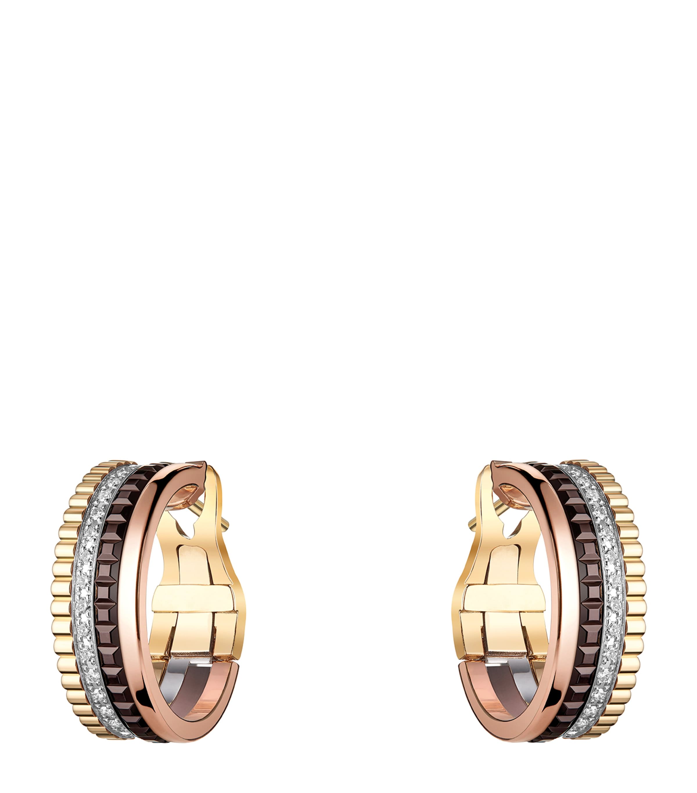 Boucheron Mixed Gold And Diamond Quatre Classique Hoop Earrings