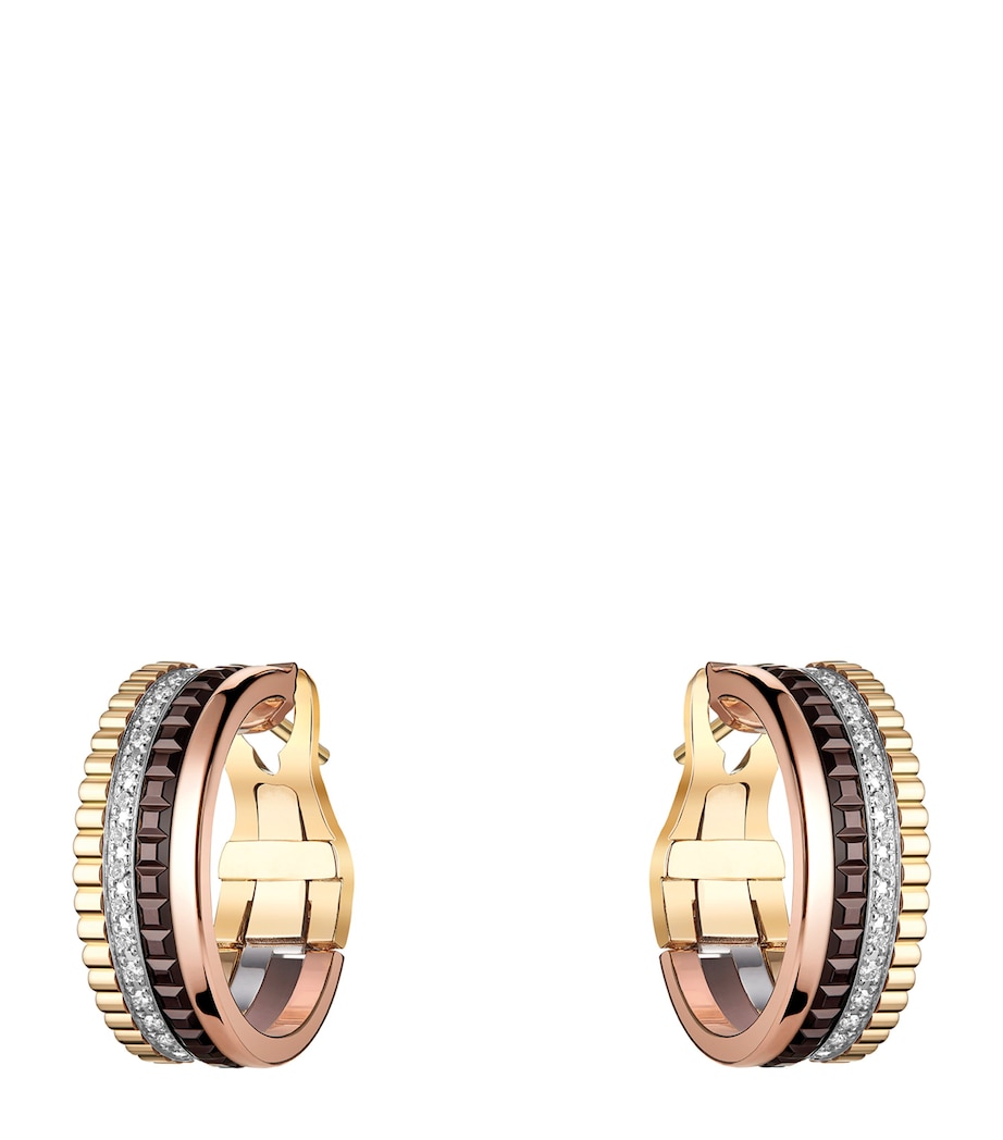 Mixed Gold and Diamond Quatre Classique Hoop Earrings MULTI Image 1