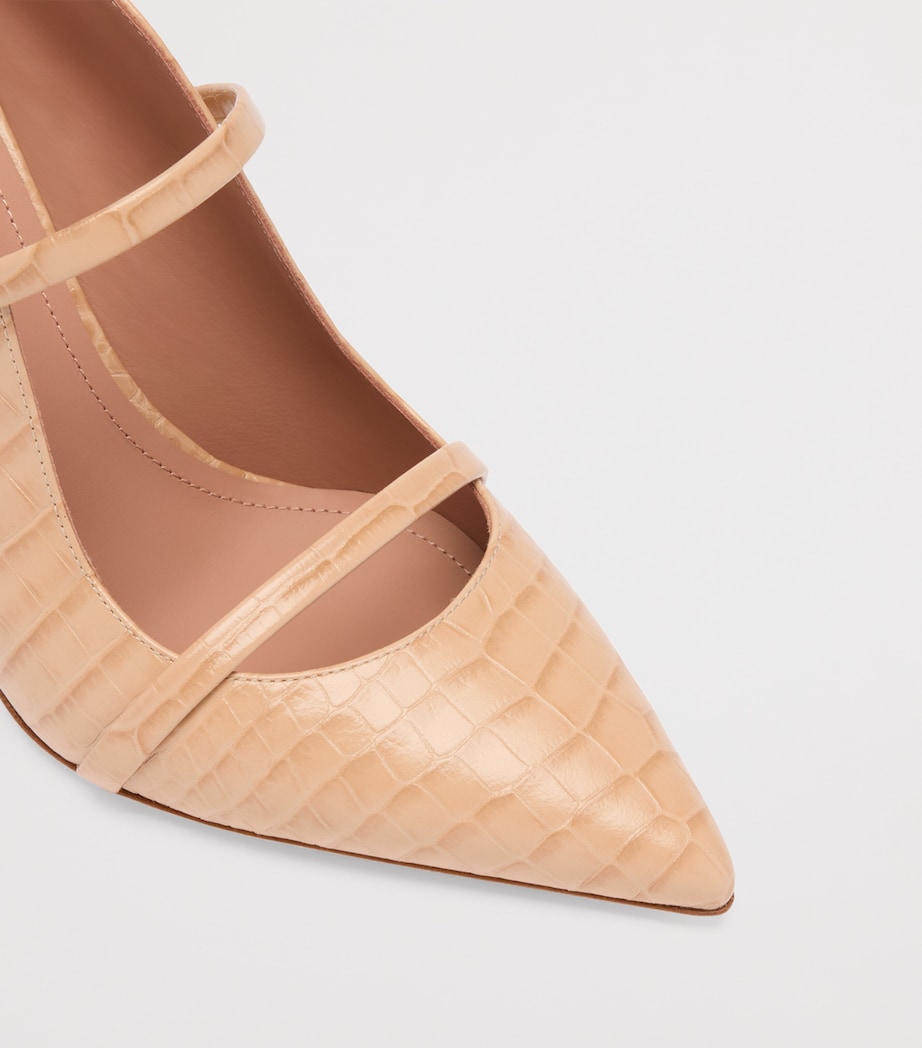 Croc-Embossed Leather Maureen Heeled Mules 85 BUFF Image 5