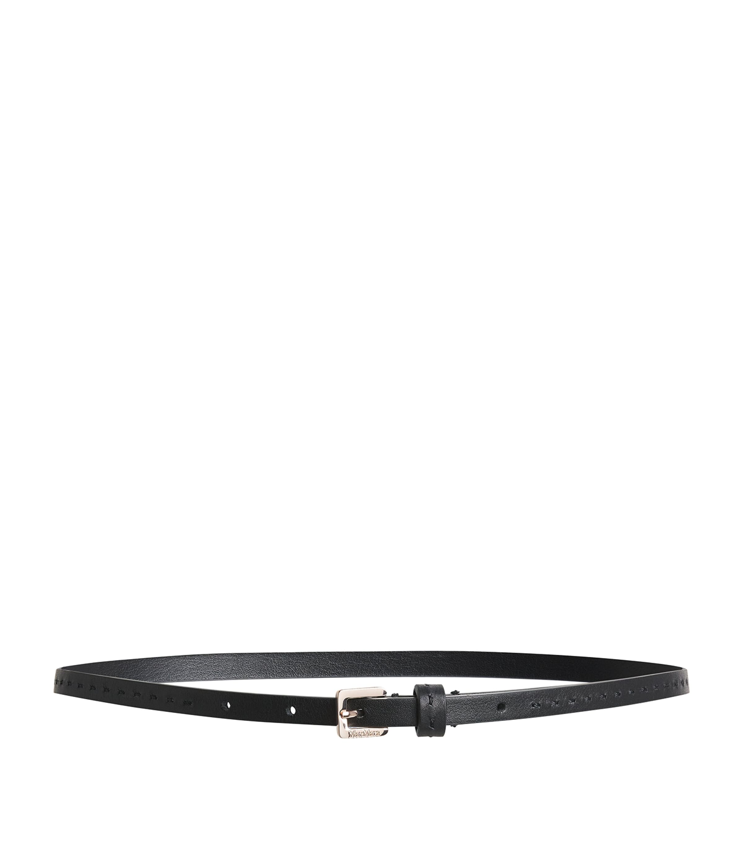 Max Mara Leather Logo Belt In Black