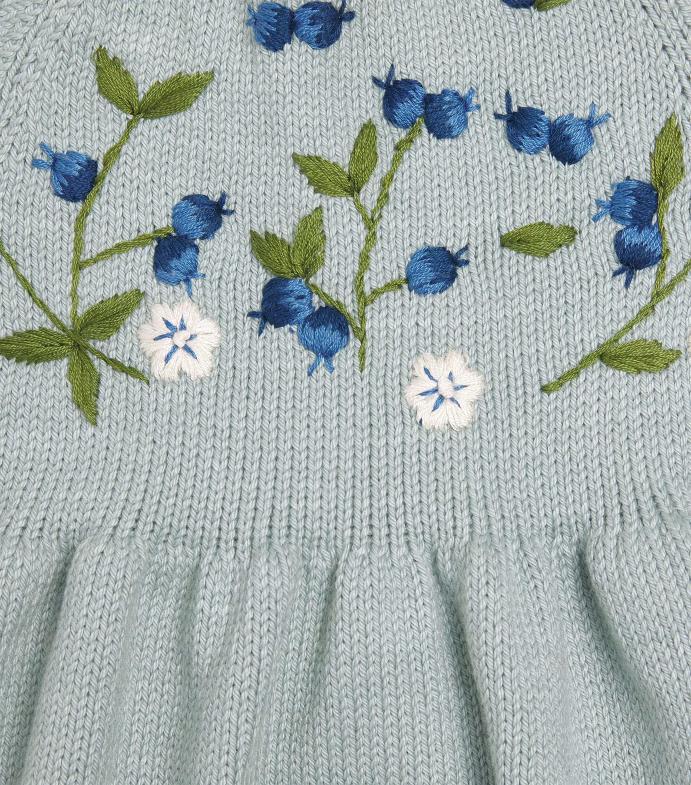 Shirley Bredal Cotton Embroidered Blueberry Bodysuit (6-24 Months) Db Duck Blue Image 3