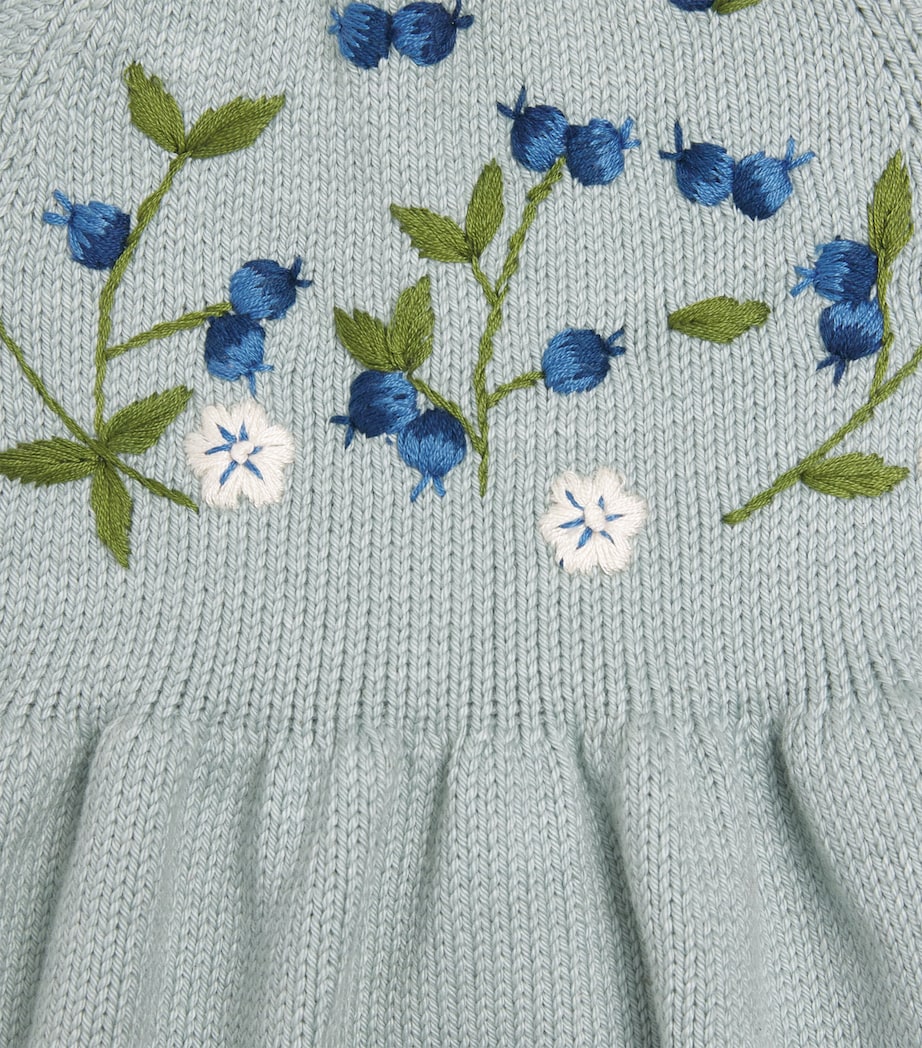 Shirley Bredal Cotton Embroidered Blueberry Bodysuit (6-24 Months) Db Duck Blue Image 3