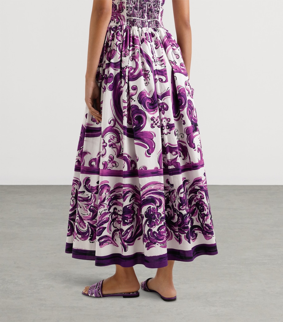 Cotton Majolica Print Pleated Maxi Dress HP5DQ-MIX MAIOLICA Image 5