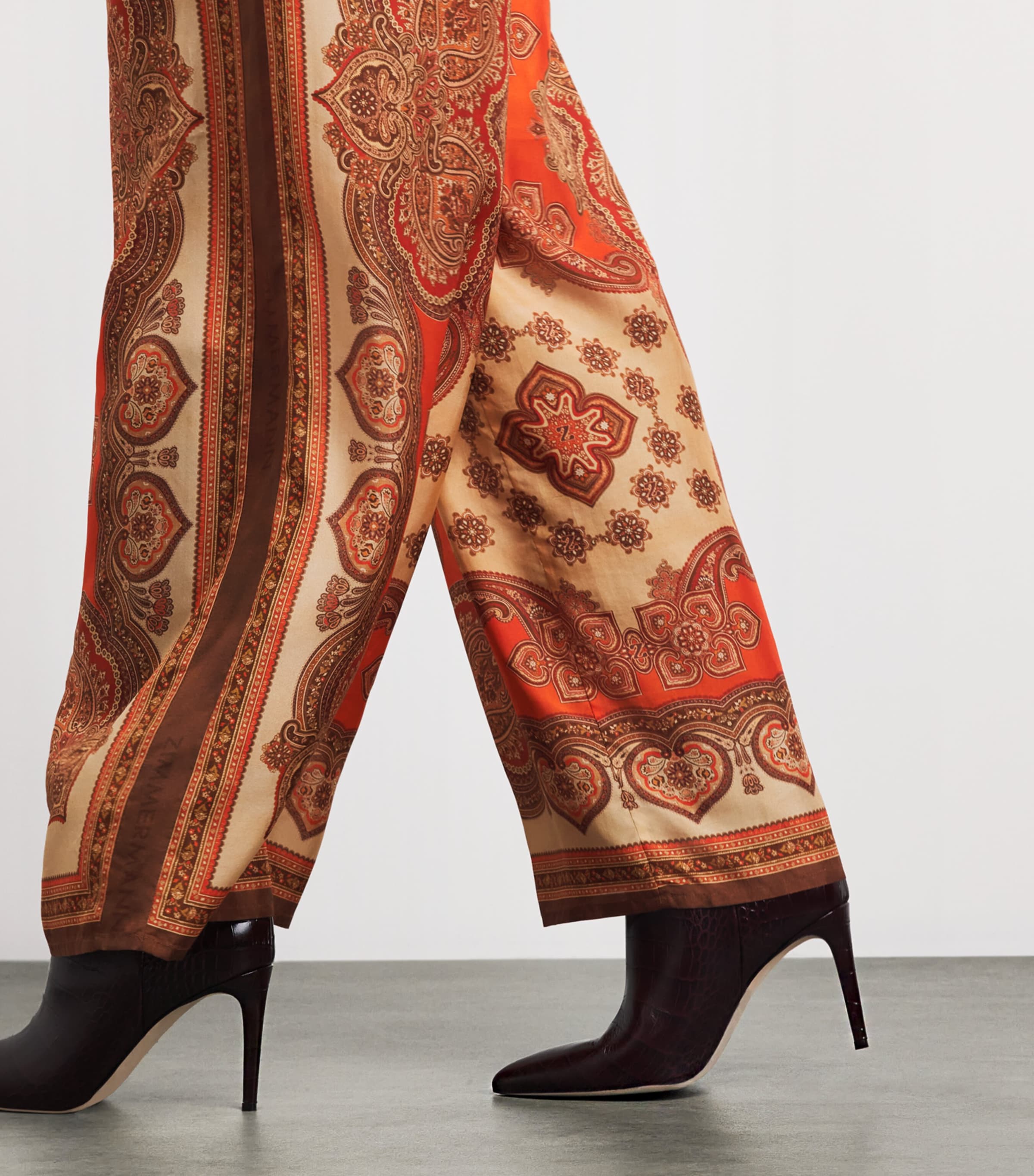 Zimmermann Womens Silk Mahon Wide-Leg Trousers Tangerine Paisley Image 3