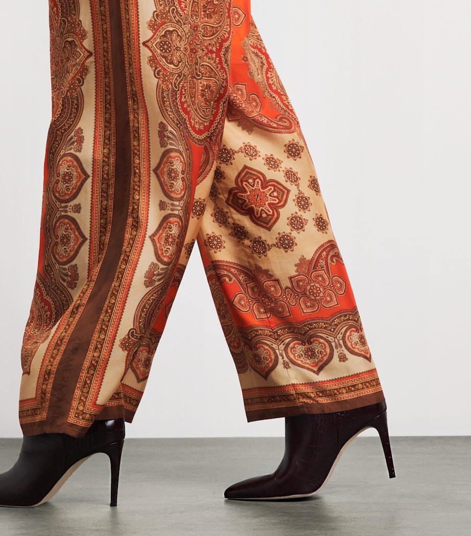Zimmermann Womens Silk Mahon Wide-Leg Trousers Tangerine Paisley Image 3