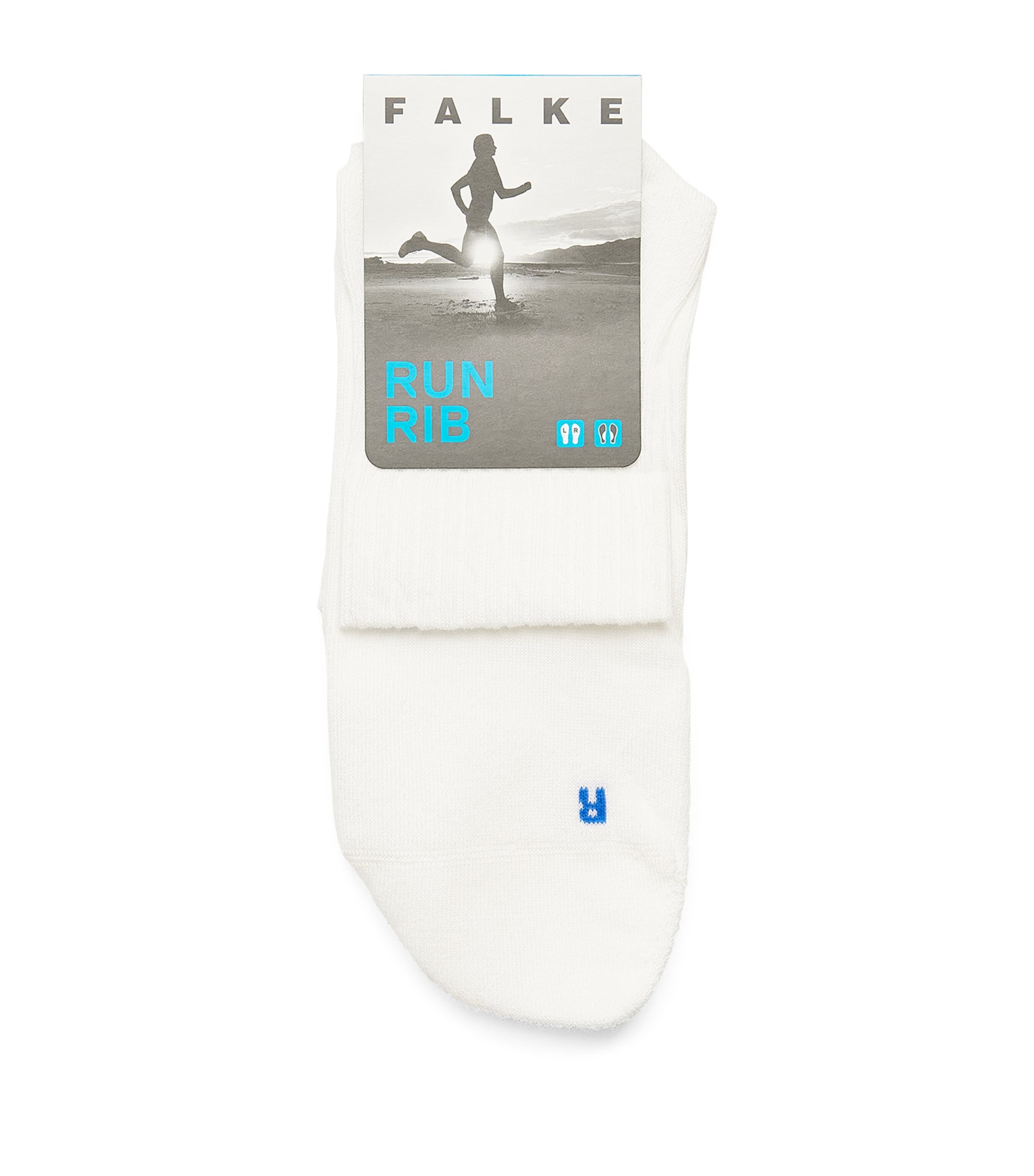 Falke Mens Run Rib Socks White Image 1