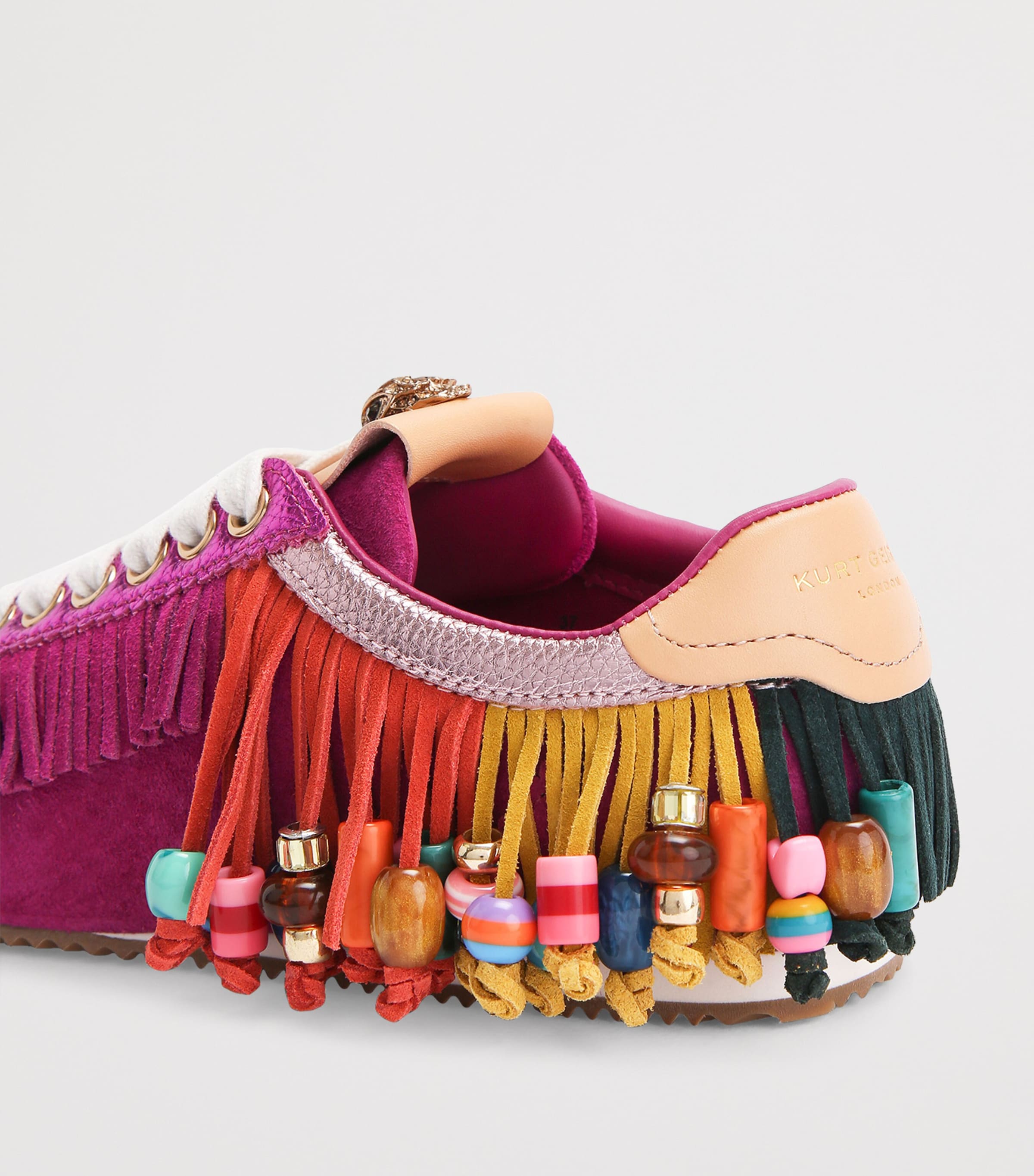 Kurt Geiger London Suede Islington Beaded Tassel Sneakers Fushia Cmb Image 2