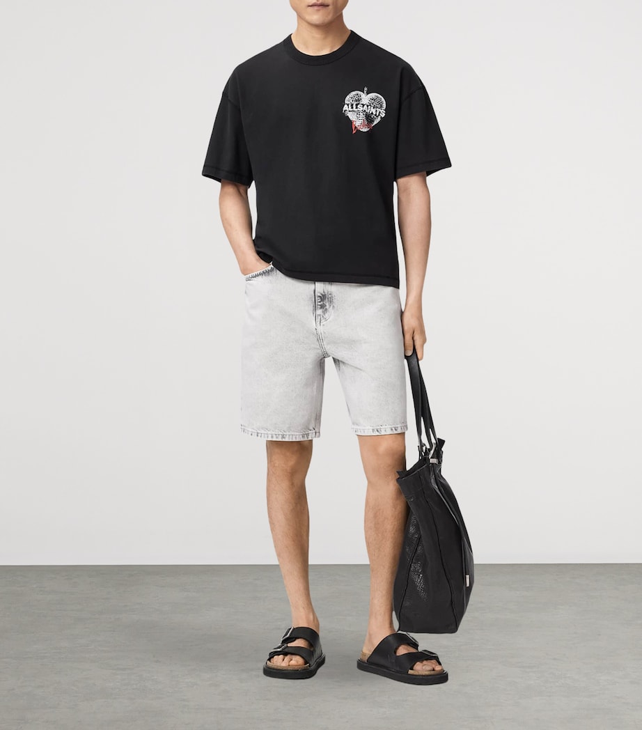 AllSaints Mens Organic Cotton Reflect T-Shirt Washed Black Image 5