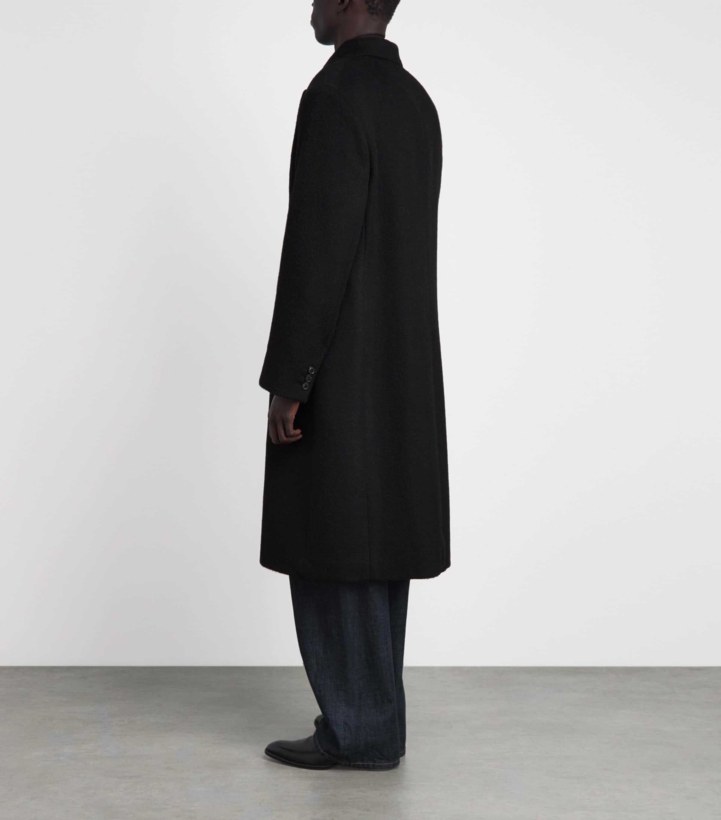 Our Legacy Mens Mohair-Blend Whale Overcoat Black Hairy Wool Image 5