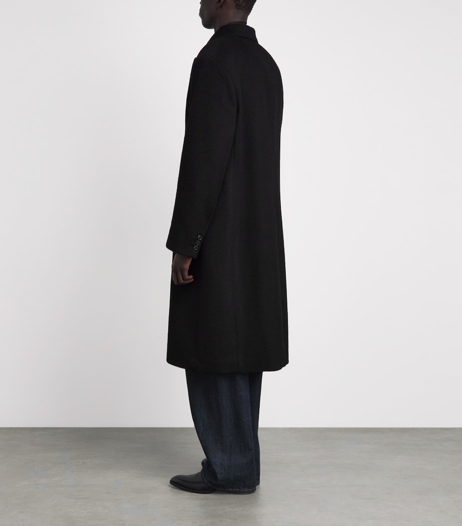 Our Legacy Mens Mohair-Blend Whale Overcoat Black Hairy Wool Image 5