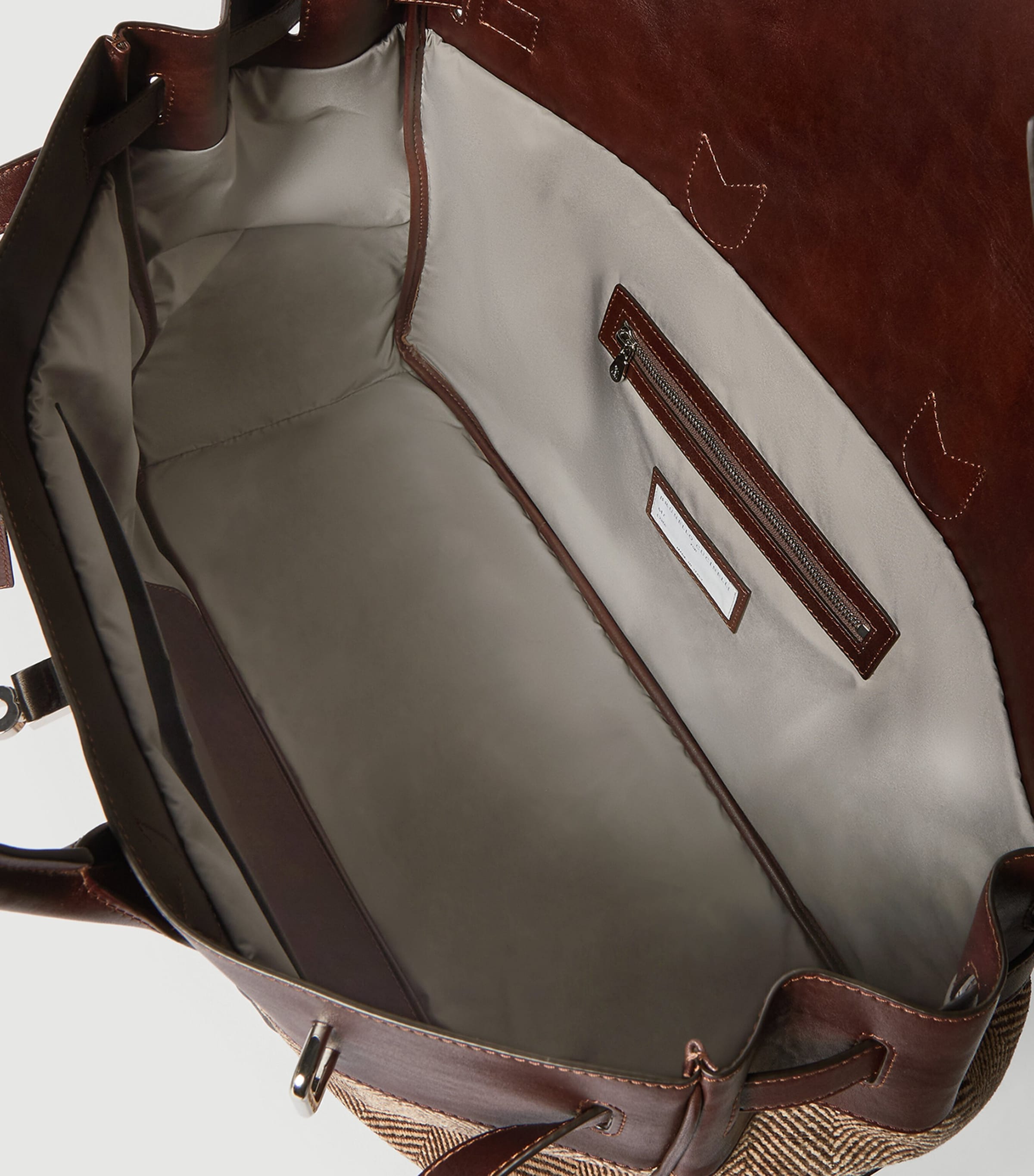 Brunello Cucinelli Leather-Trim Chevron Holdall Image 5