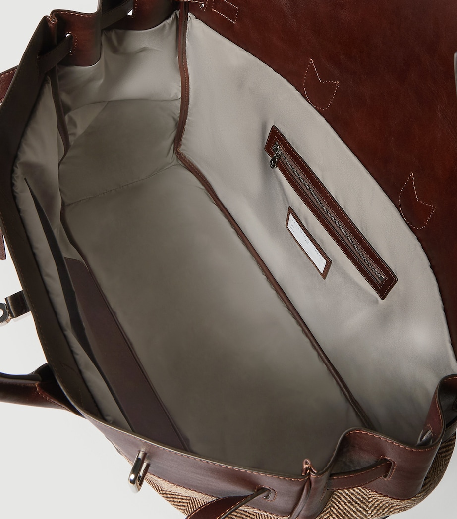 Brunello Cucinelli Leather-Trim Chevron Holdall Image 5