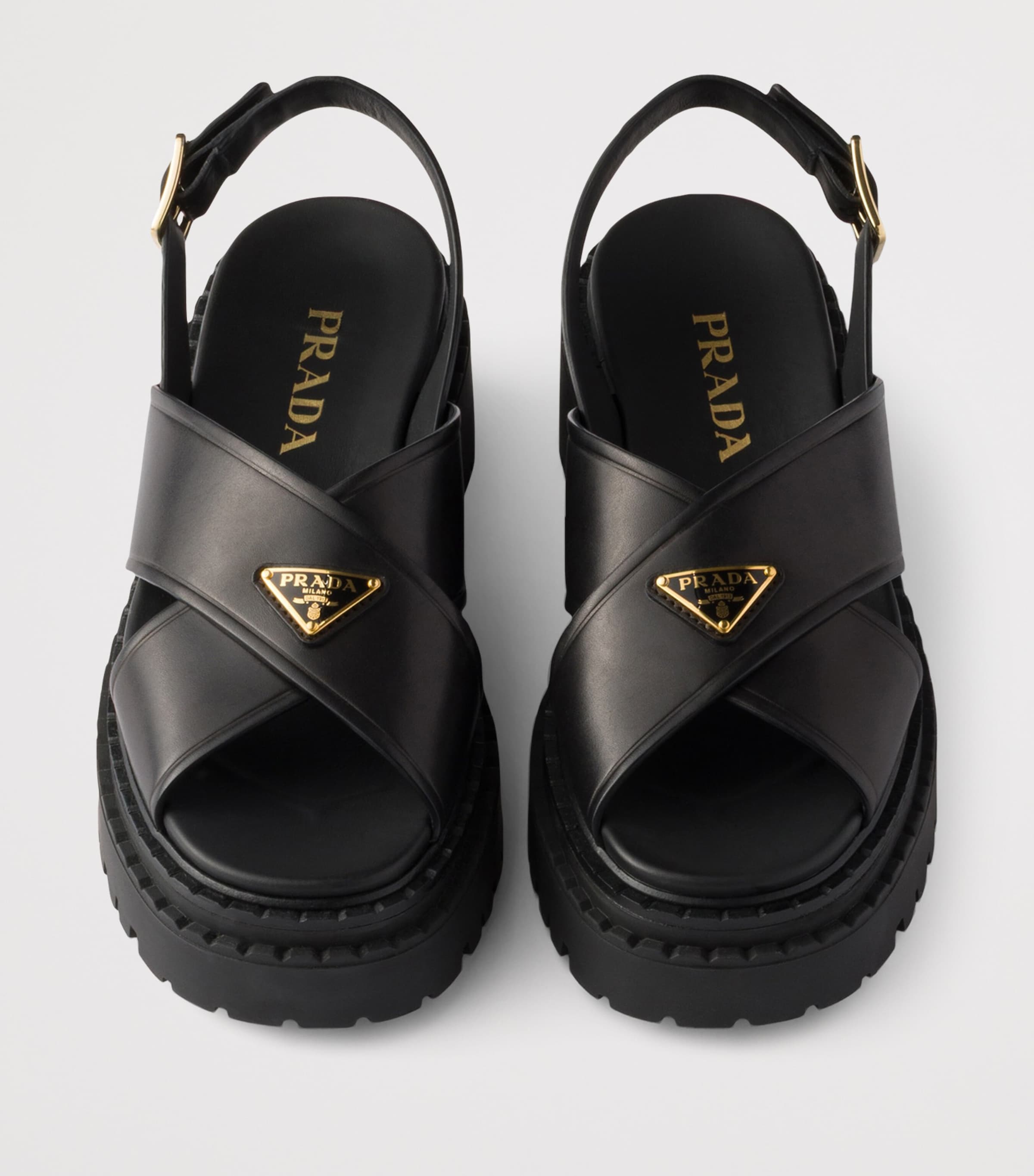 Leather Crossover Platform Sandals 55 F0002 Image 3