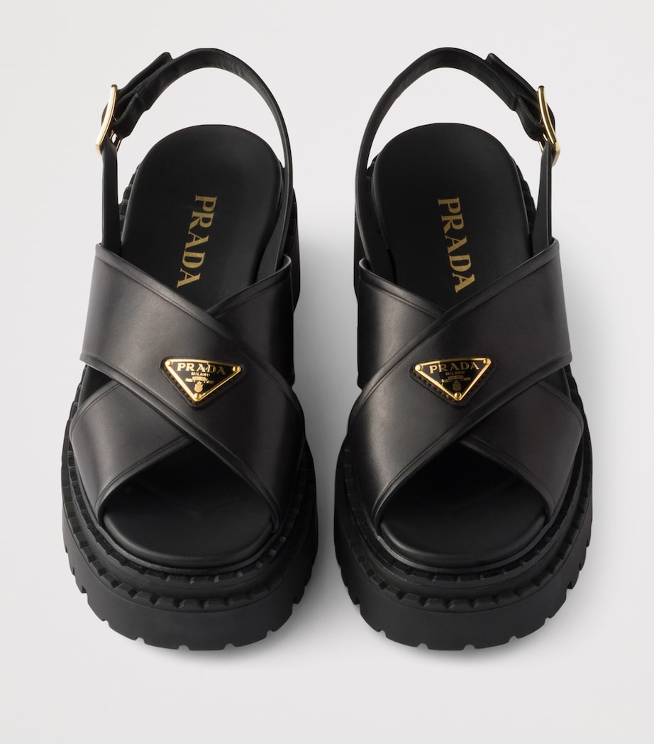 Leather Crossover Platform Sandals 55 F0002 Image 3