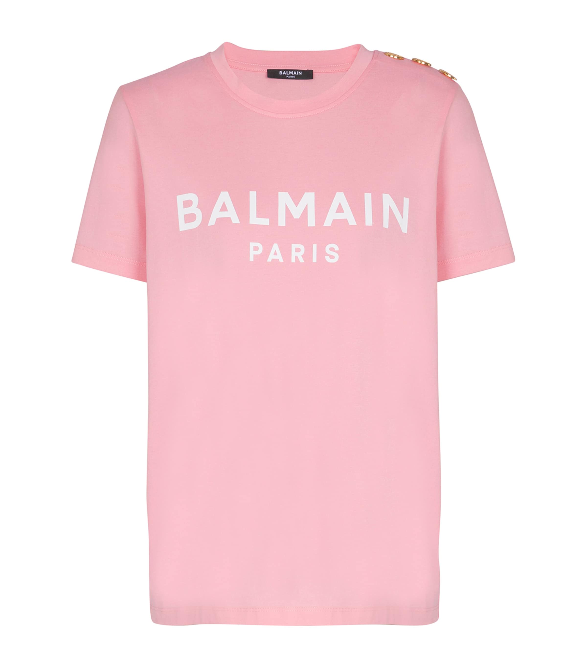 Shop Balmain Cotton Logo T-shirt In Pink