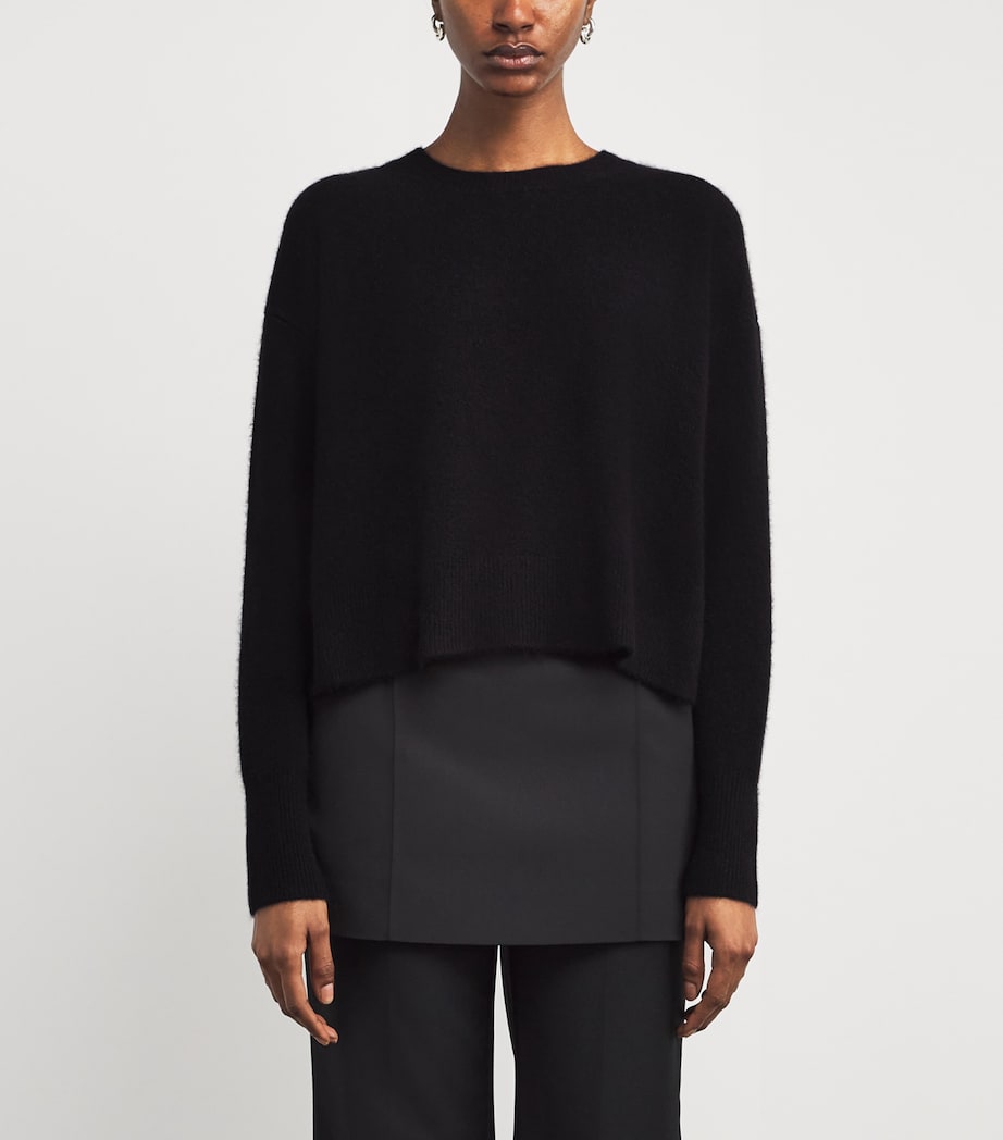 Brushed Cashmere-Blend Round-Neck Sweater BLACK Image 3