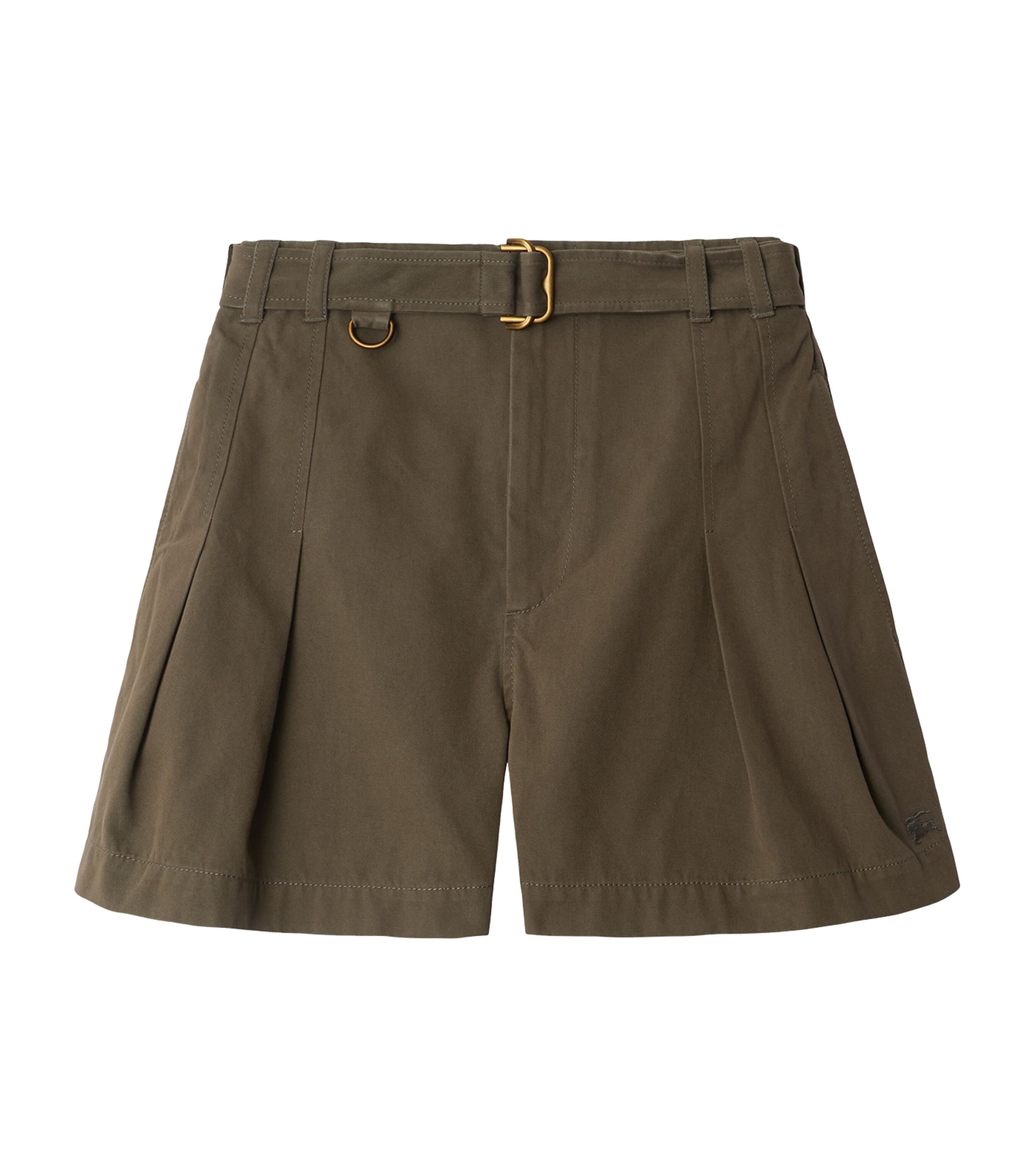 Burberry Cotton Gabardine Belted Shorts In Brown