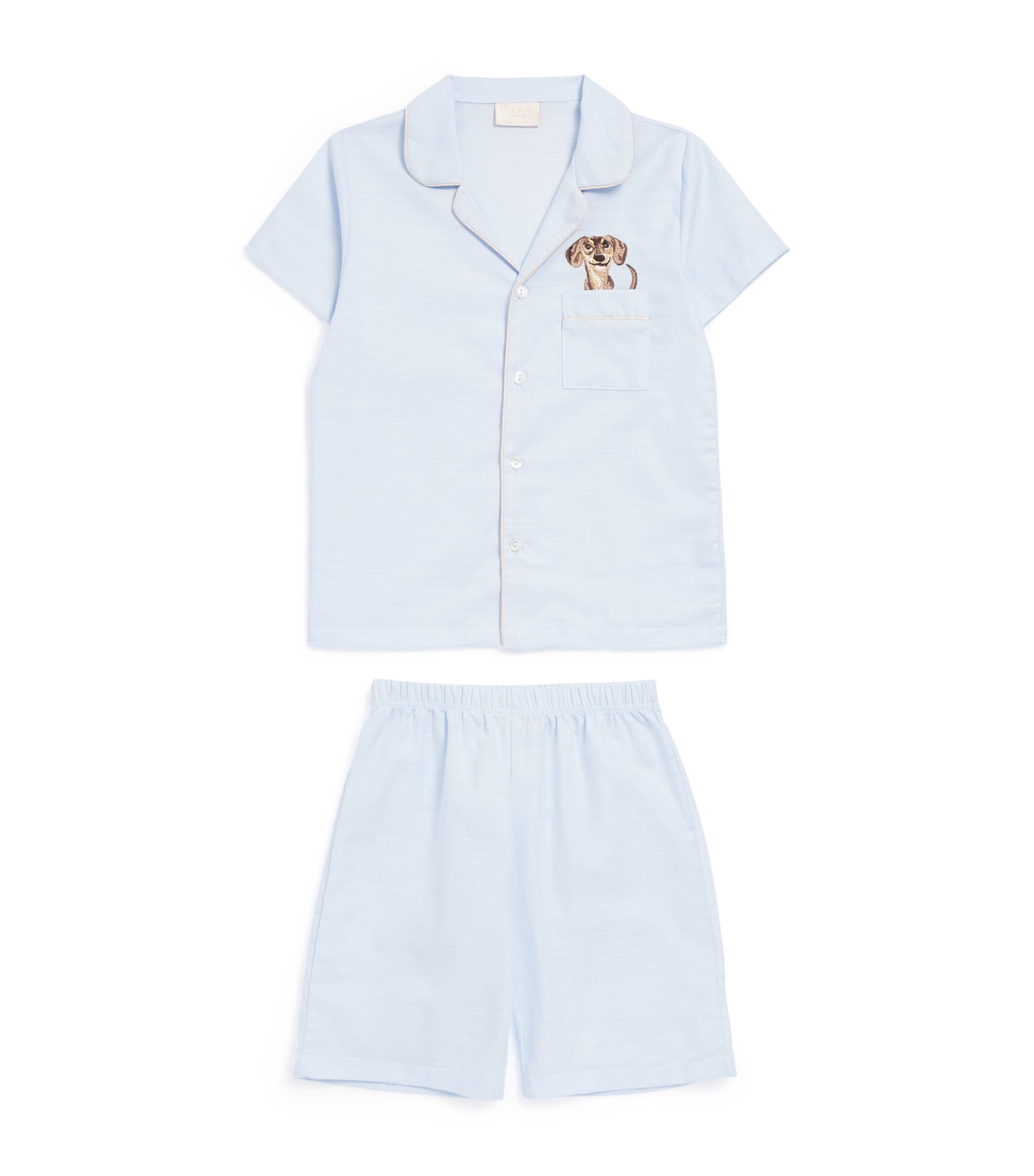 Story Loris Kids' Embroidered Dog Pyjama Set In Blue