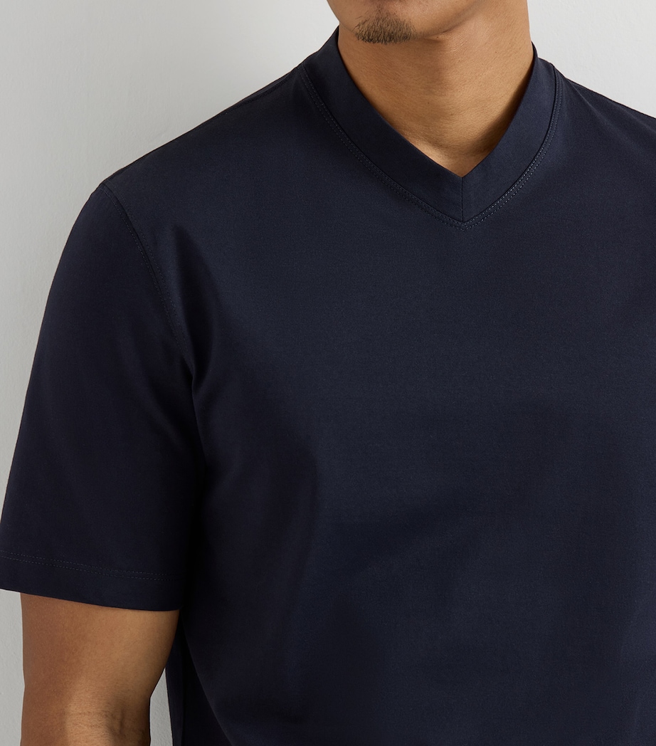 Brunello Cucinelli Mens Cotton Jersey V-Neck T-Shirt Image 6