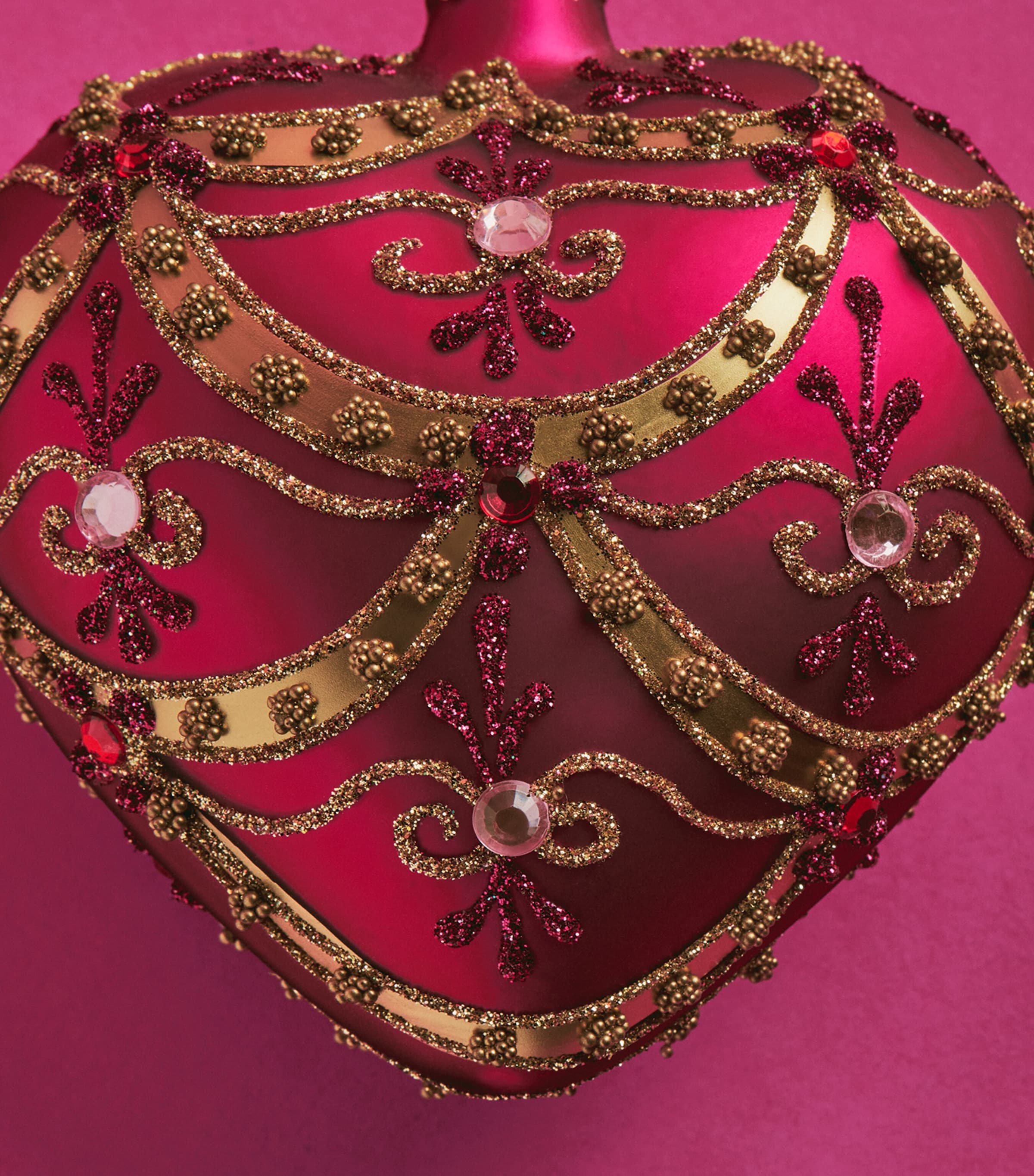 Harrods Embellished Heart Tree Decoration Fuchsia Image 2