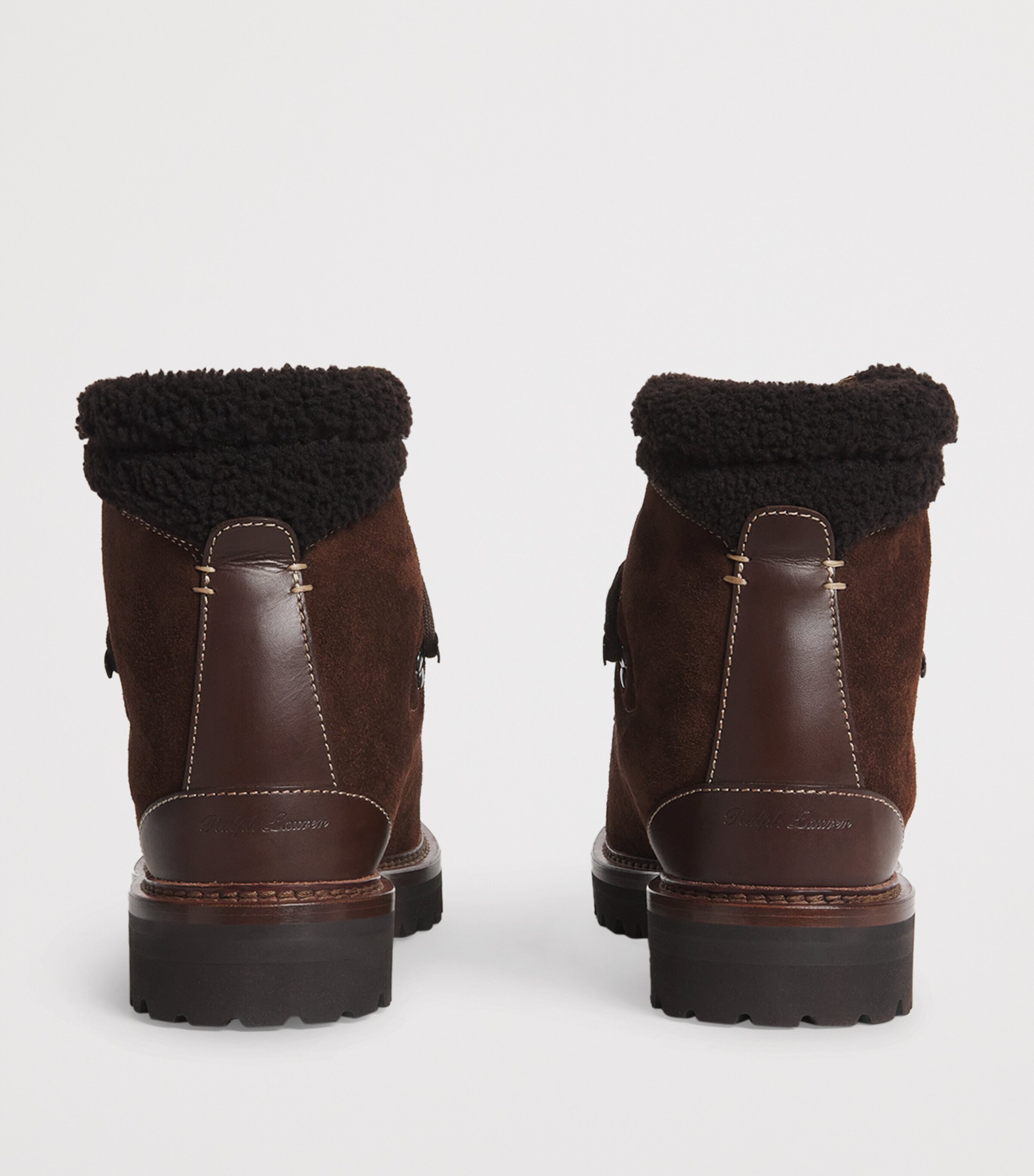 Ralph Lauren Purple Label Suede Halpin Lace-Up Boots Luggage Brown Image 4