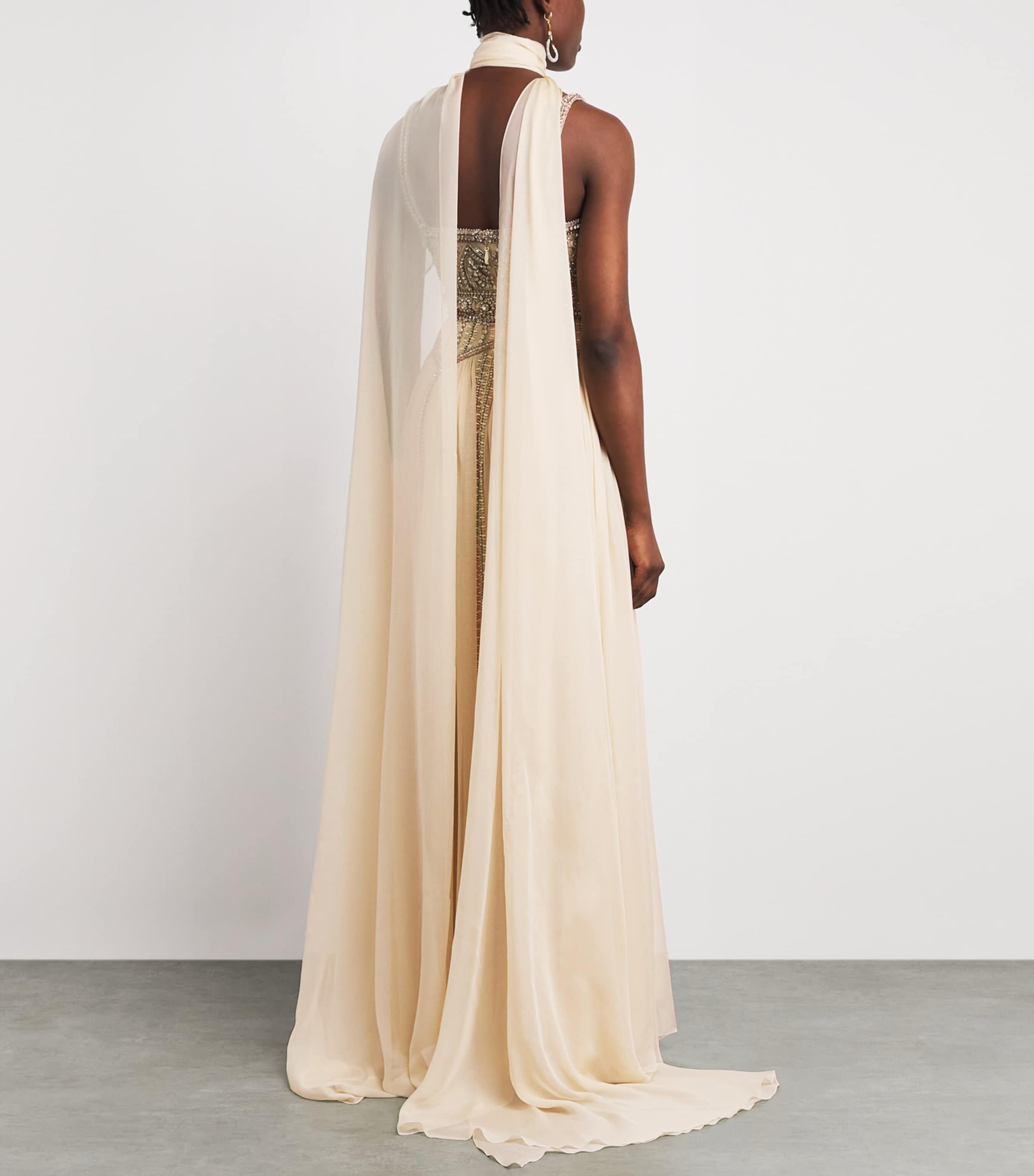 Zuhair Murad Womens Embellished Scarf Gown Angora Image 4