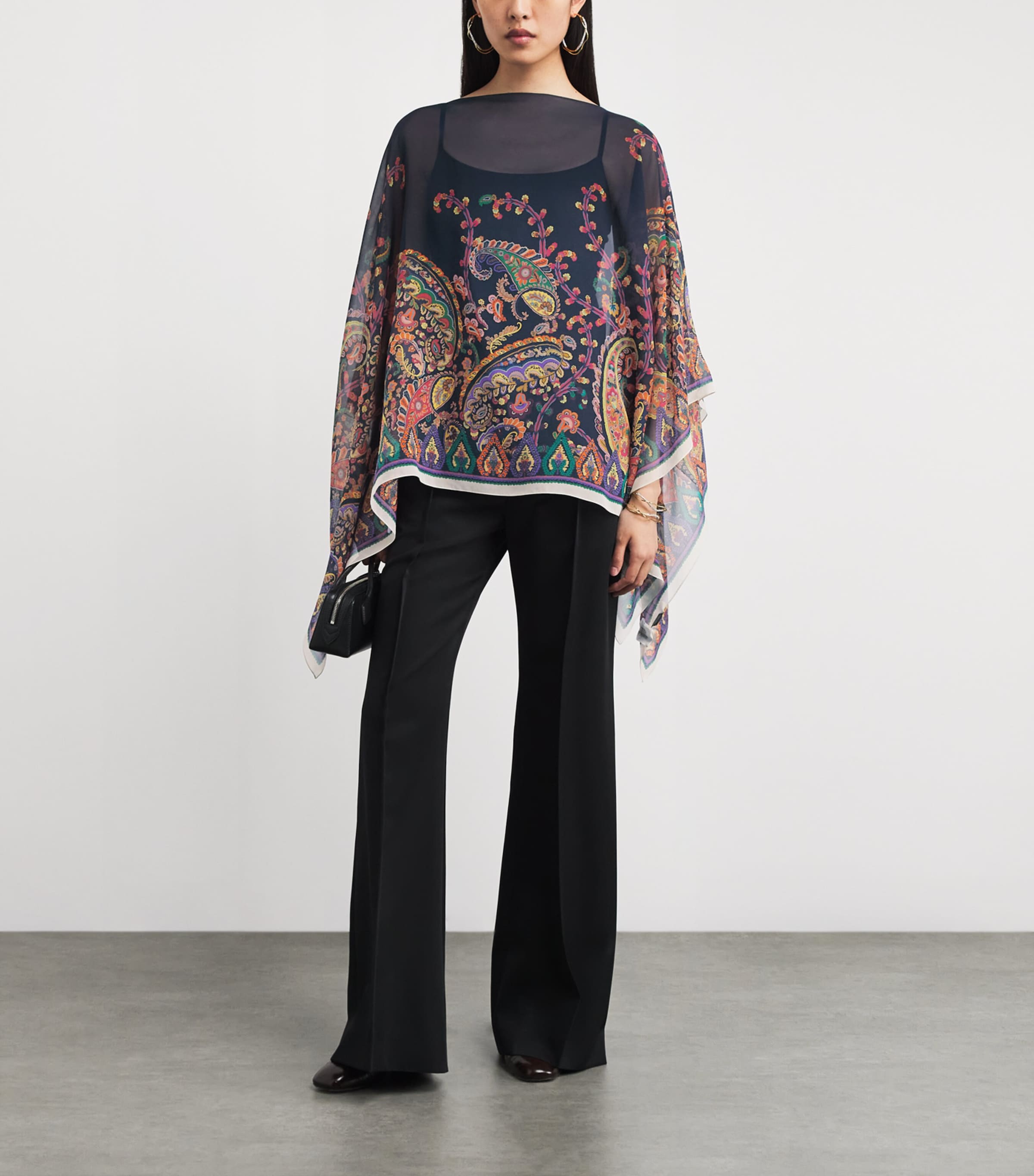 Silk Paisley Cape Blouse X0883 Image 2