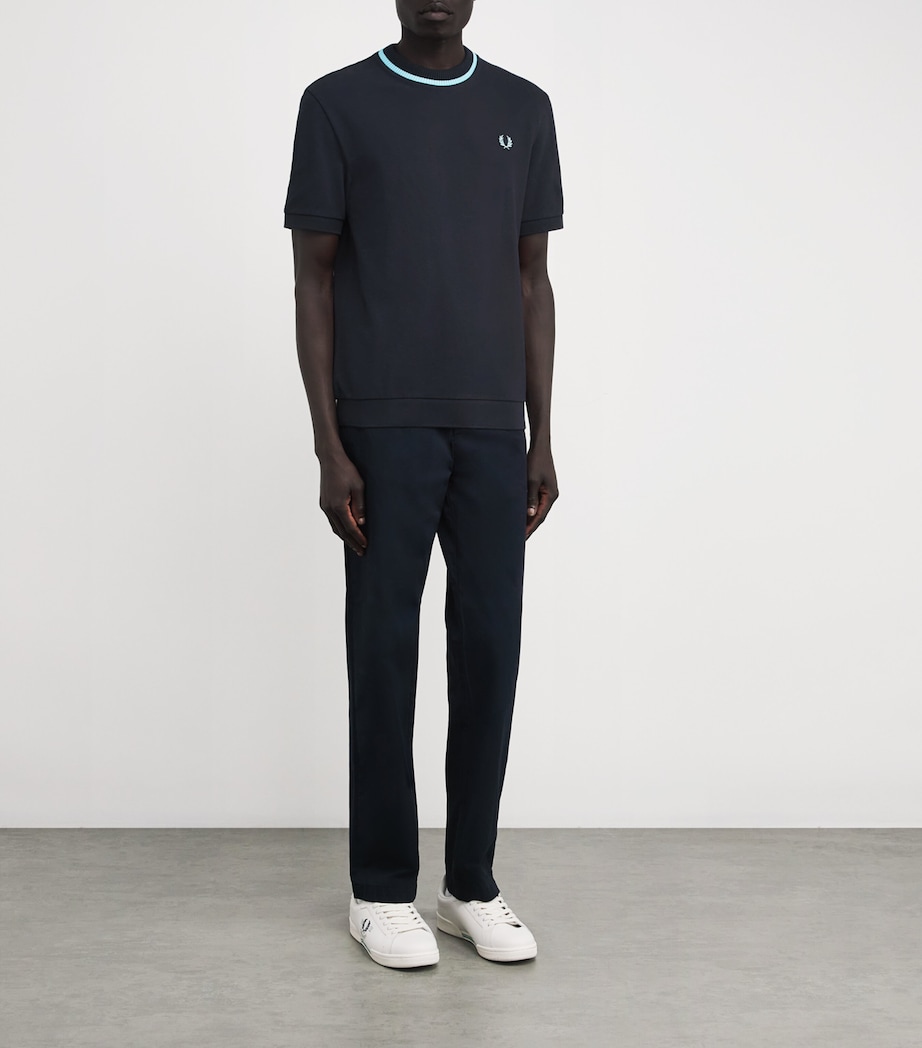 Cotton Piqué Knitted T-Shirt 311NAVY Image 2