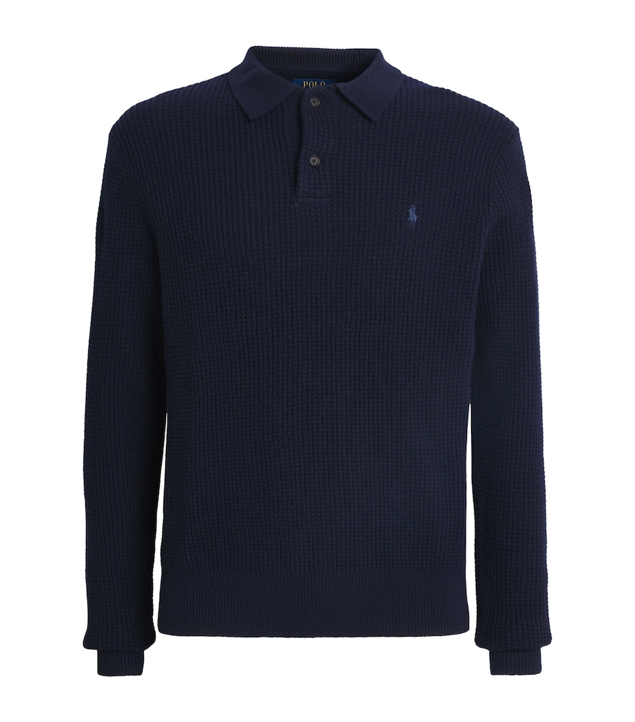 Wool-Cotton Polo Sweater HUNTER NAVY Image 1
