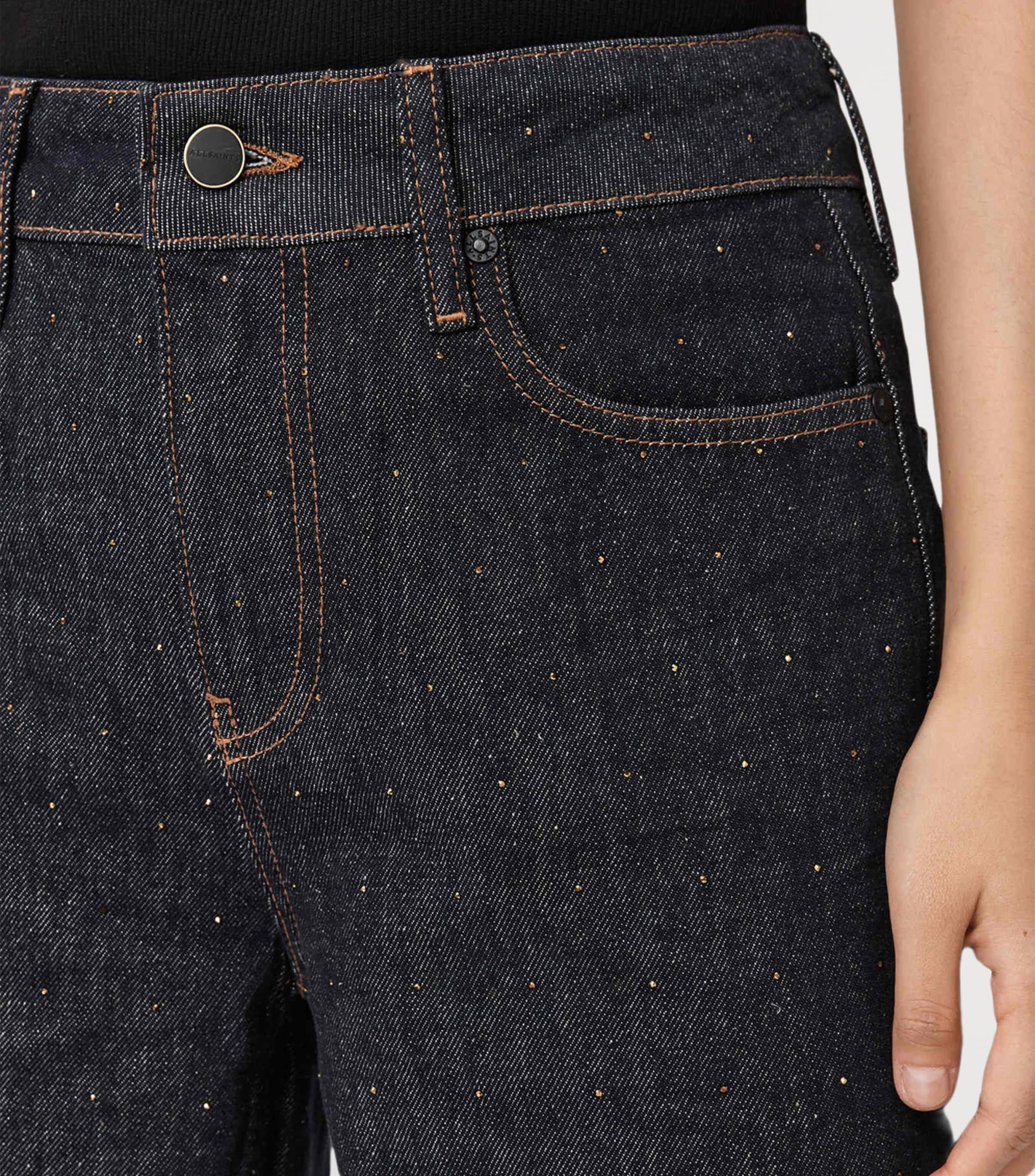 Ember Sparkle Mid-Rise Flared Jeans RAW INDIGO BLUE Image 7