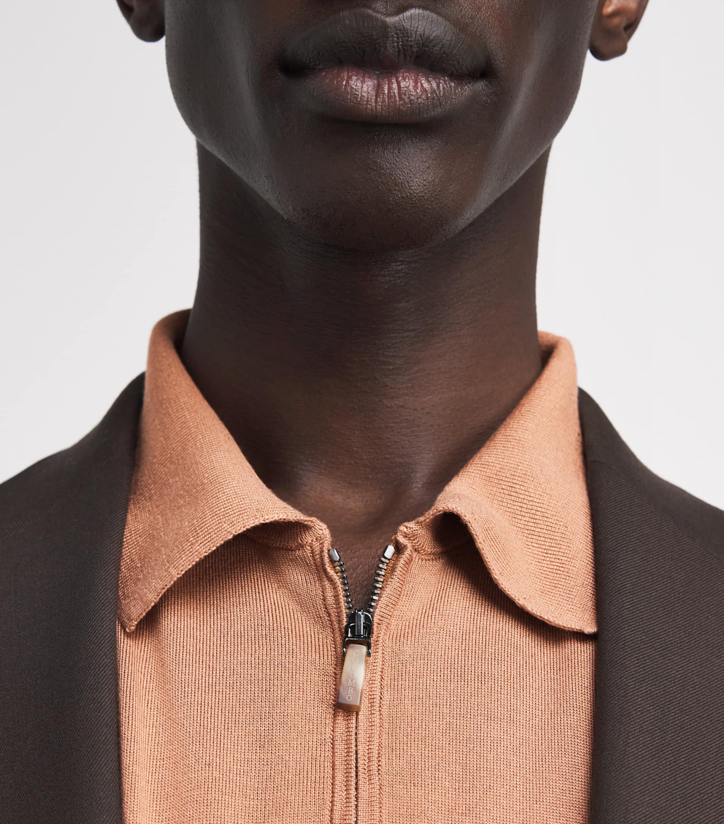 Colombo Mens Silk Polo Sweater Brown Image 3