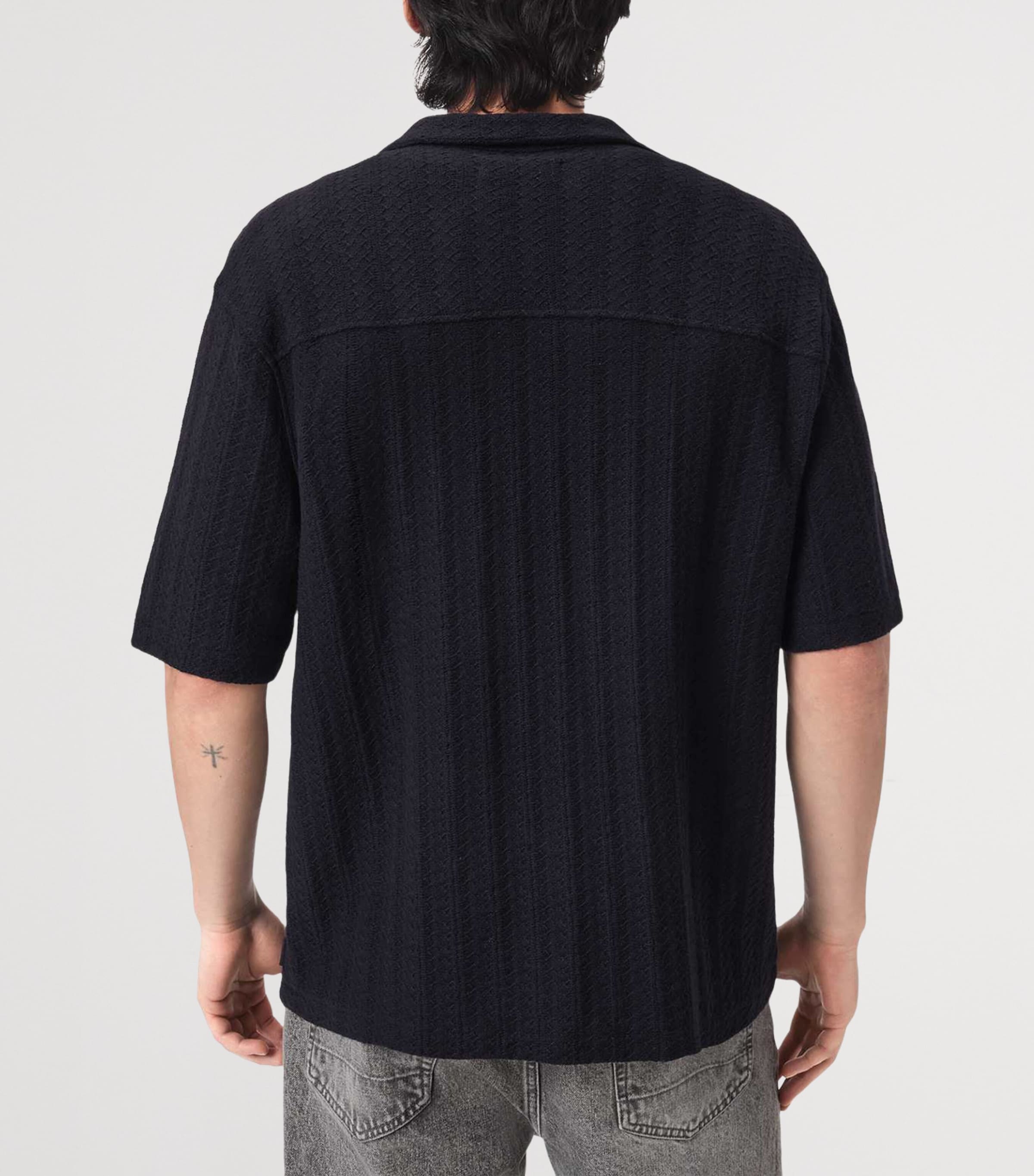 AllSaints Mens Knitted Trace Shirt Jet Black Image 4
