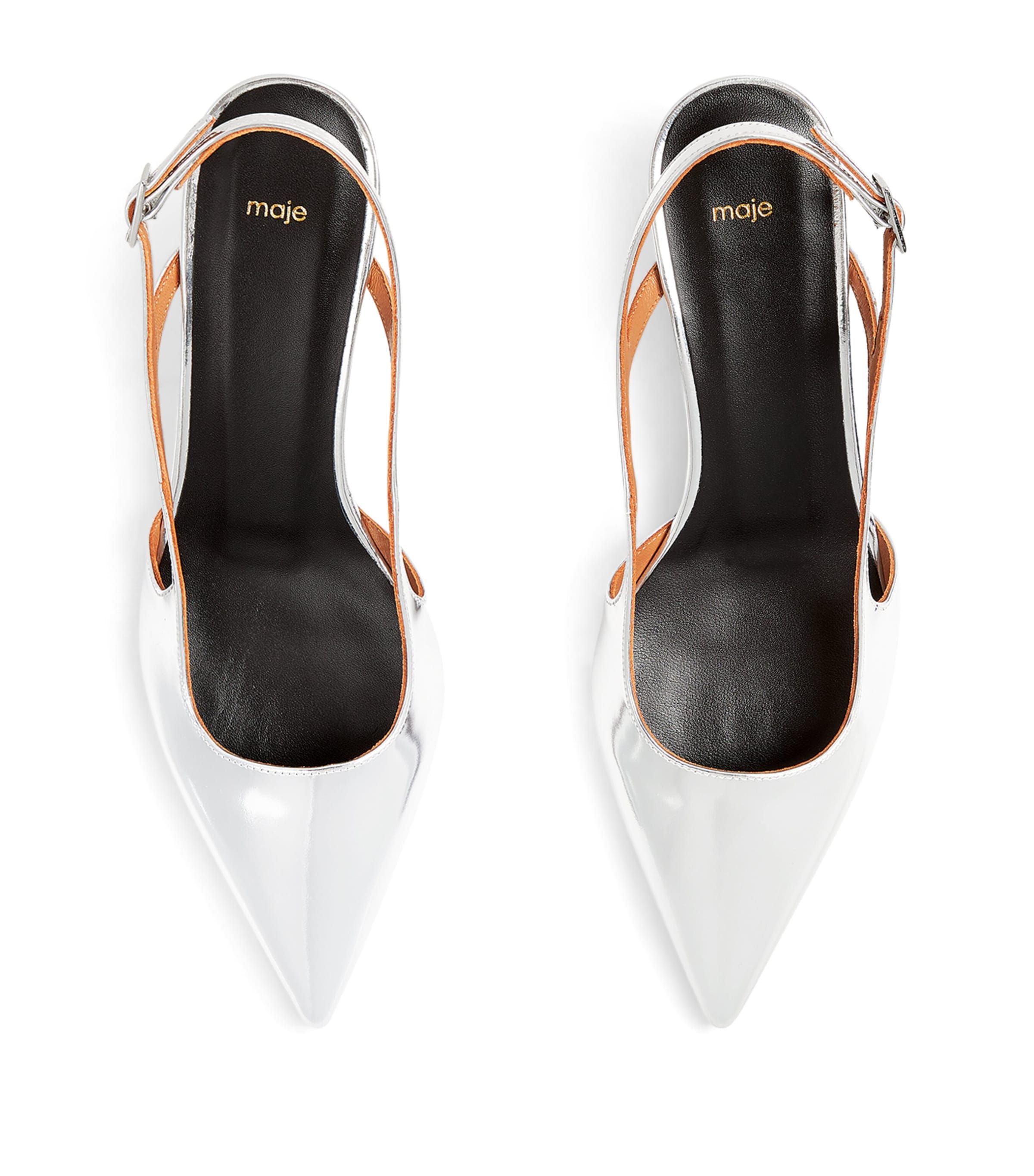 Metallic Slingback Pumps 50 SILVER Image 4