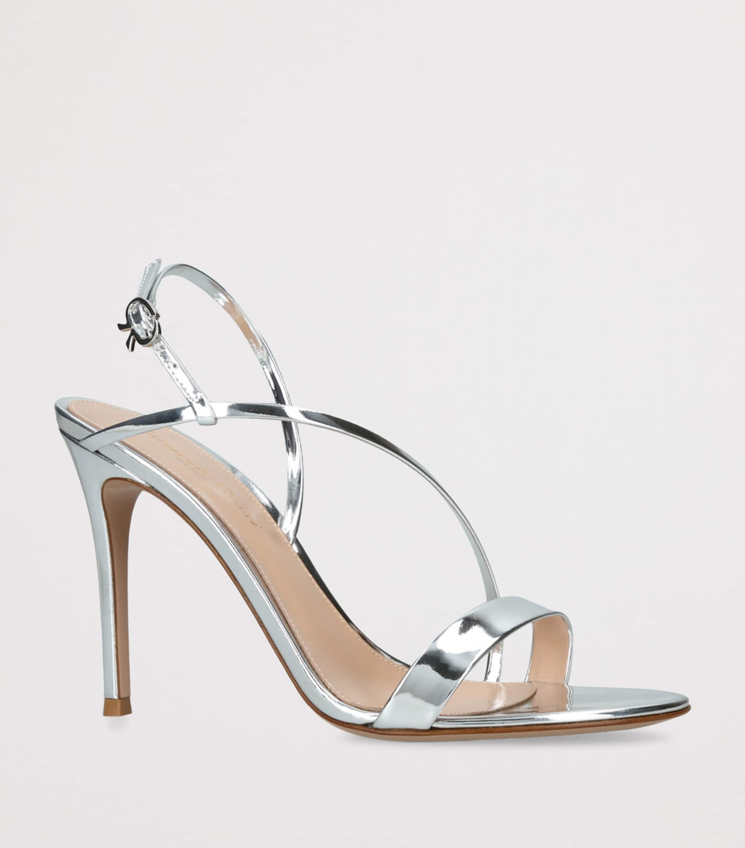Gianvito Rossi Metallic Leather Manhattan Heeled Sandals 95 Silver Image 3