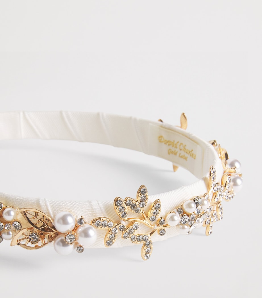 Diamanté and Faux Pearl-Embellished Headband LIVORY Image 3