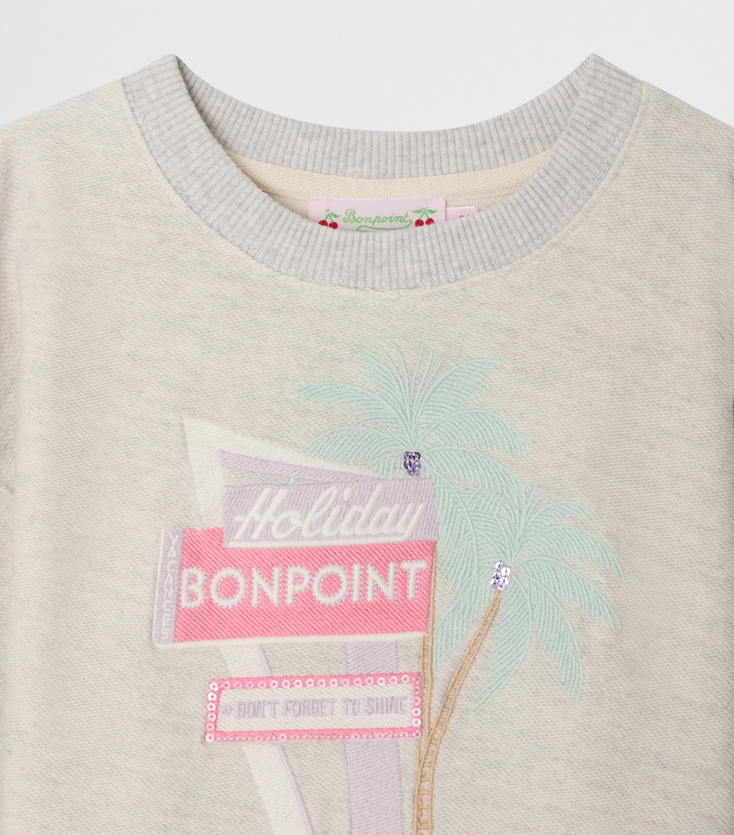 Bonpoint Organic Cotton-Blend Tayla Sweatshirt (4-14 Years) Gris Chine Image 3