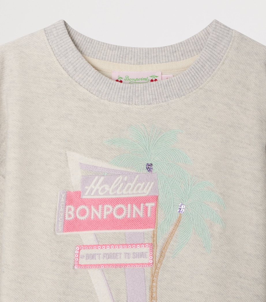 Bonpoint Organic Cotton-Blend Tayla Sweatshirt (4-14 Years) Gris Chine Image 3